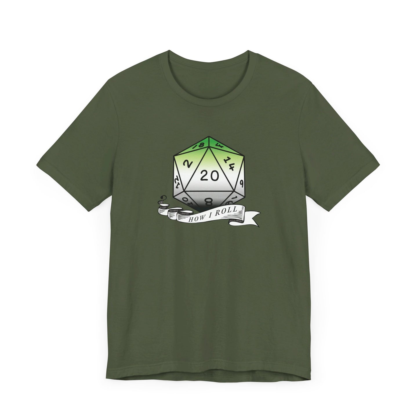 This Is How I Roll | Pride Flag D20 T-Shirt | Unisex T-Shirt | Nerdy Aromantic Pride