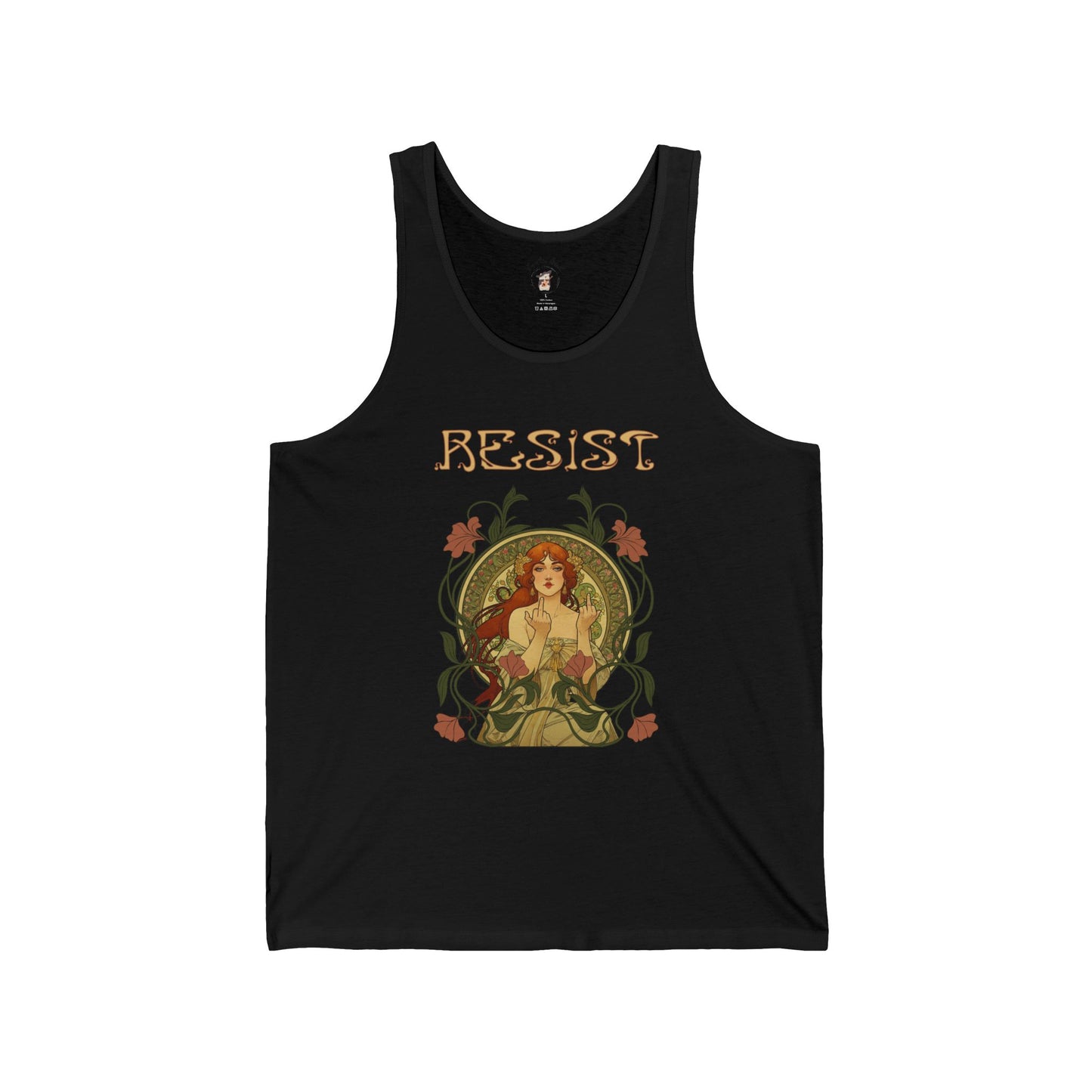 Resist Art Nouveau Mucha Inspired UnisexTank Top, Empowerment Feminist Apparel, Gift for Activists, Summer Protest Shirt