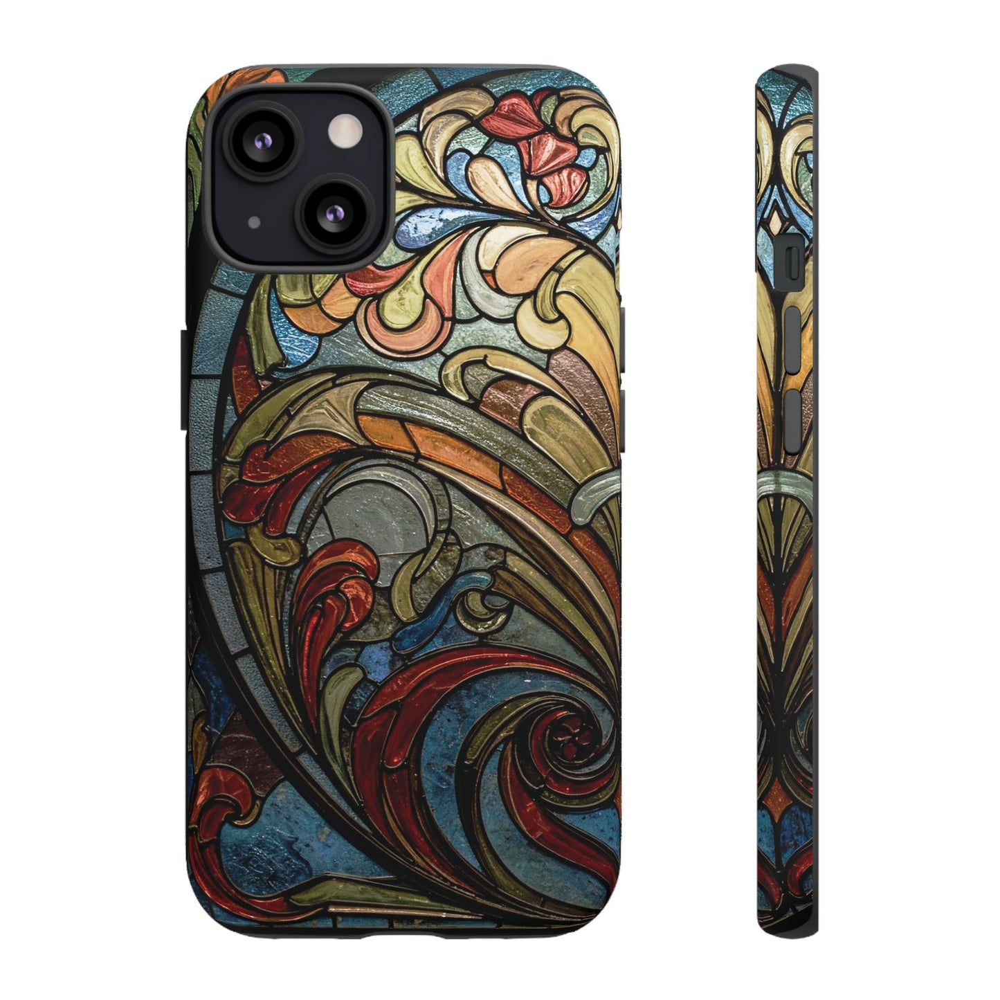 Faux Stained Glass iPhone Case, Art Nouveau Tough Case, Vintage Art Lover Gift, Durable Protector, Artistic Phone Cover, Art Deco Phone Case