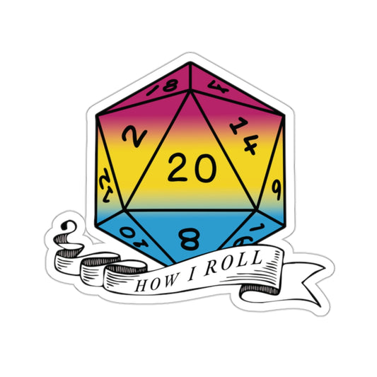 Pansexual Flag PRIDE D20 How I Roll Sticker