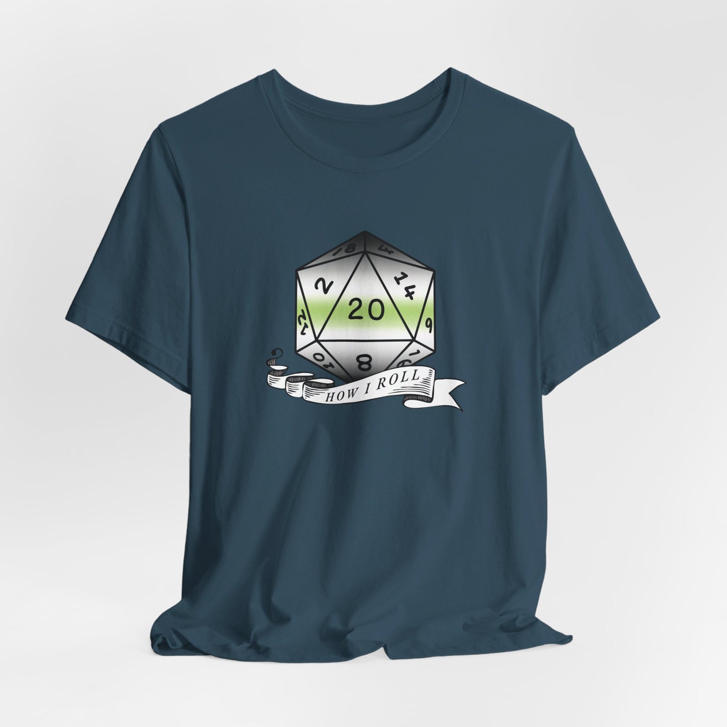 This Is How I Roll | Pride Flag D20 T-Shirt | Unisex T-Shirt | Nerdy Agender Pride