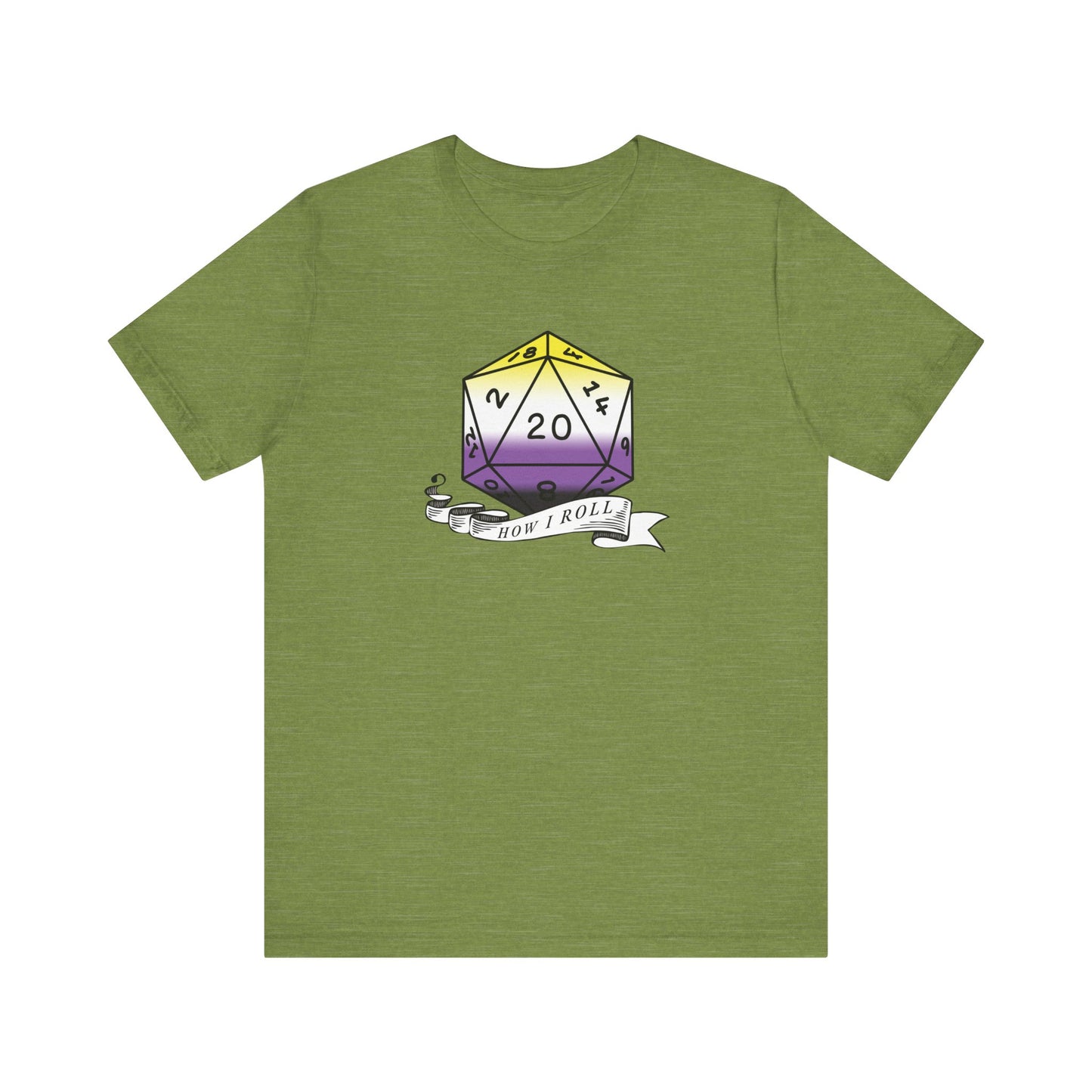 This Is How I Roll | Pride Flag D20 T-Shirt | Unisex T-Shirt | Nerdy Non-Binary Pride