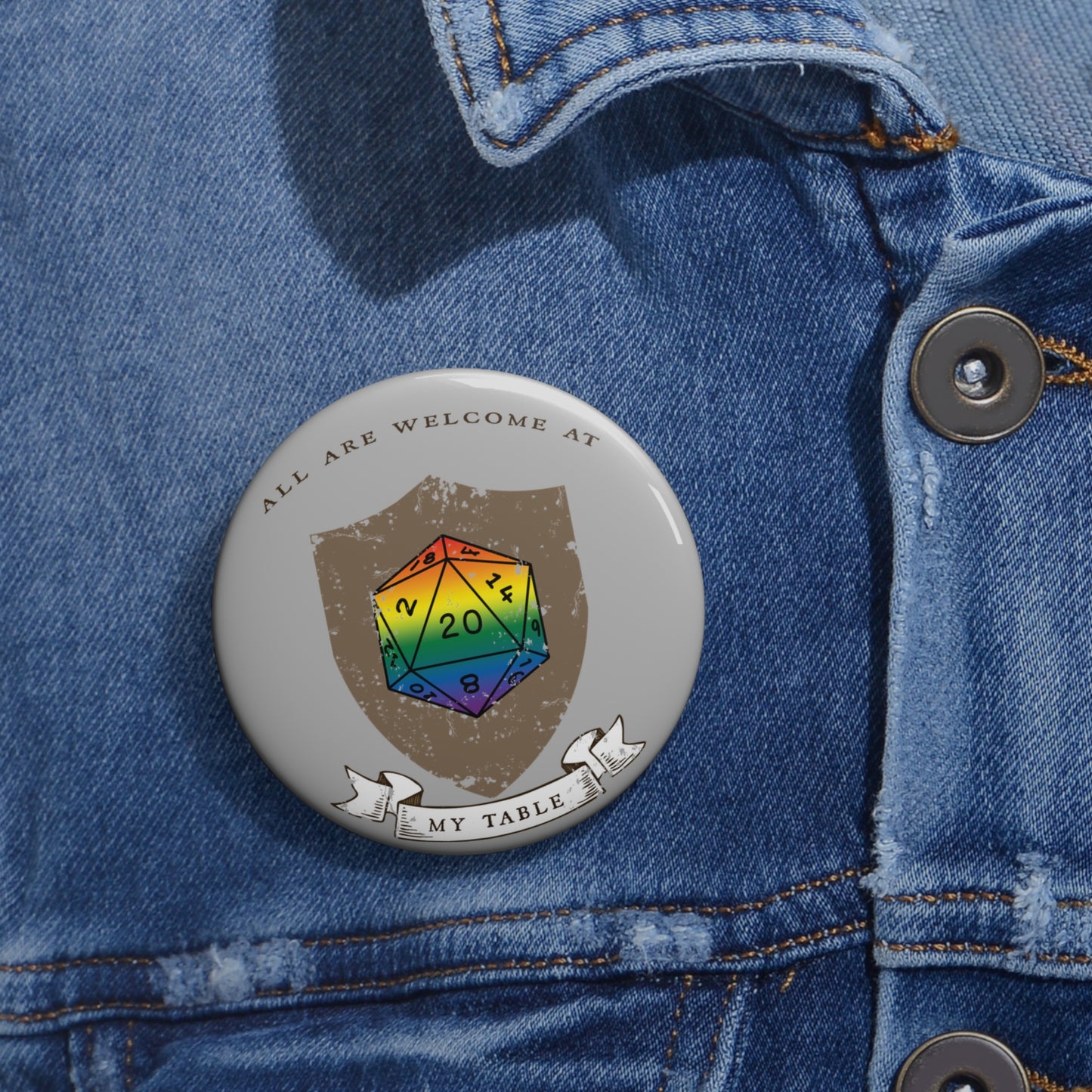 D20 Rainbow Pride Flag Sheild LGBTQ+ Ally Pin, Gamer Pin, Rainbow Pride Month Accessories, Statement Pin, Pride Parade Gear