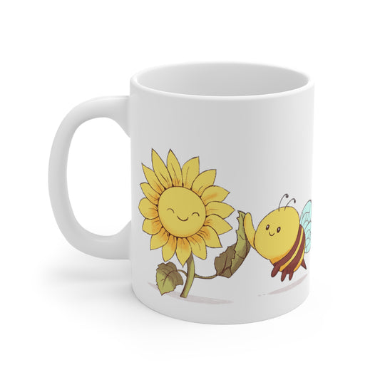 Cute Bee and Flower Mug | Bee Lover Gift | 11 oz Ceramic Mug