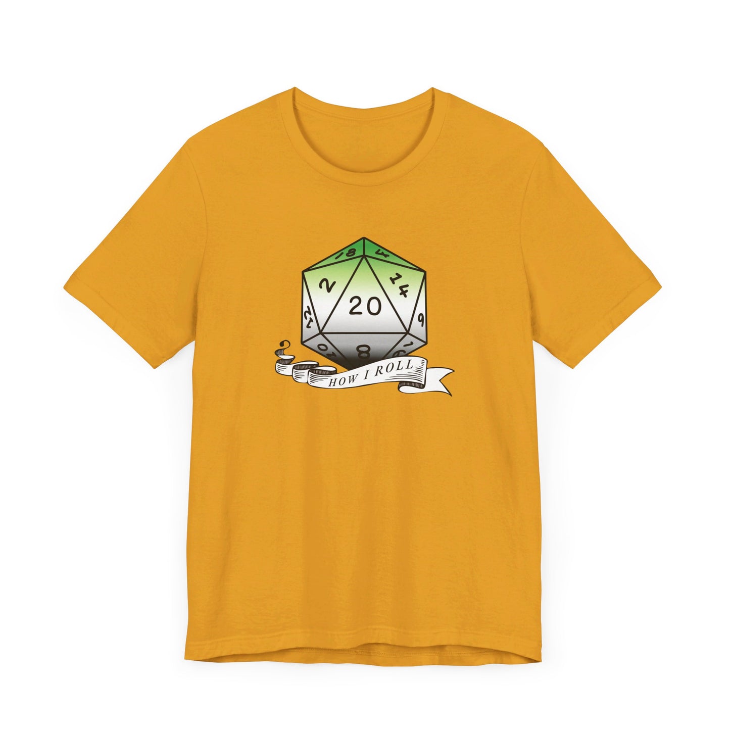 This Is How I Roll | Pride Flag D20 T-Shirt | Unisex T-Shirt | Nerdy Aromantic Pride