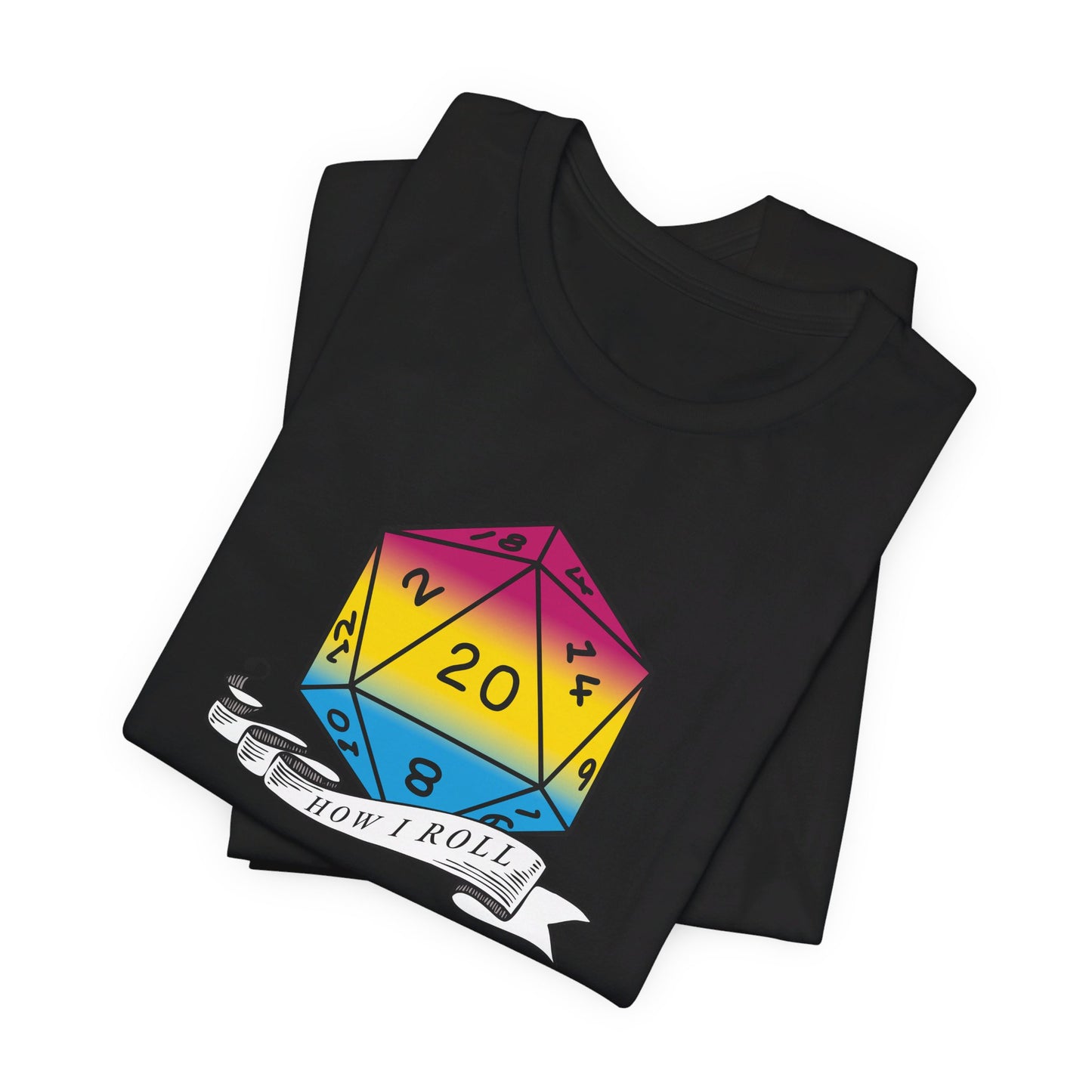 This Is How I Roll | Pride Flag D20 T-Shirt | Unisex T-Shirt | Nerdy Pansexual Pride