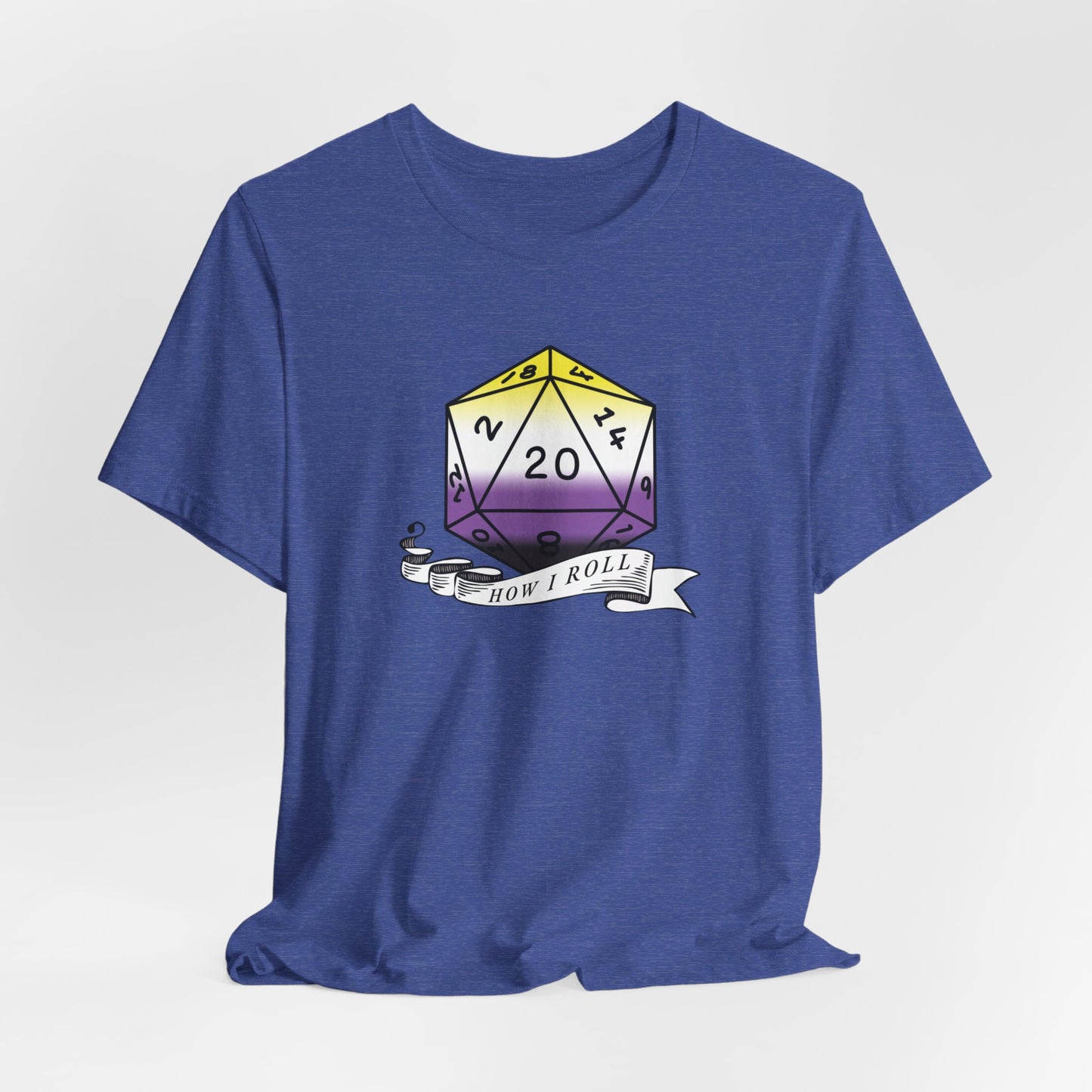 Non-Binary Pride Flag | This Is How I Roll | D20 T-Shirt | Unisex T-Shirt | Nerdy Non-Binary Pride