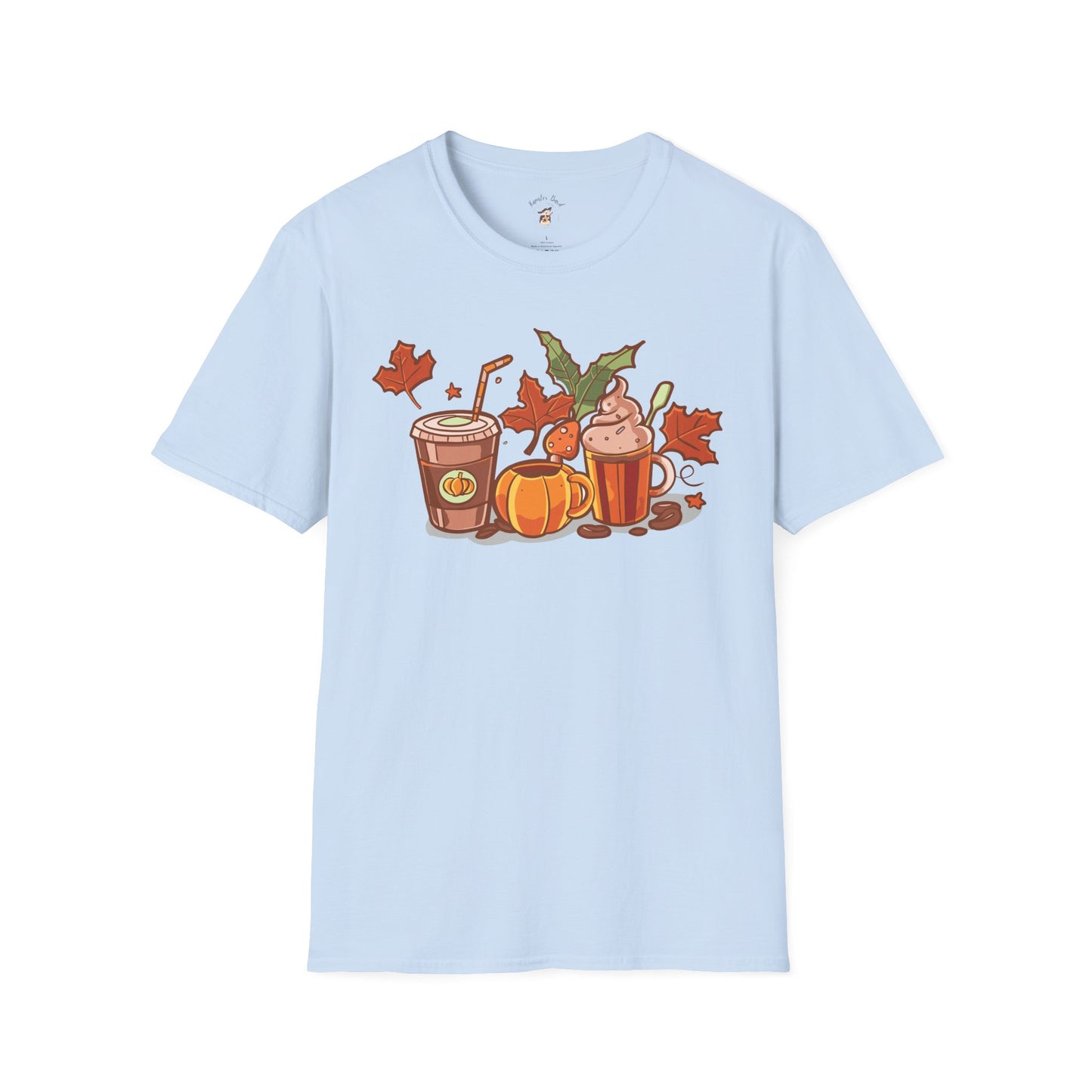 Fall Coffee Shirt, Cute Fall T-Shirt, Coffee Lover tee, Halloween Pumpkin Latte, Pumpkin Spice Shirt, Unisex Softstyle T-Shirt