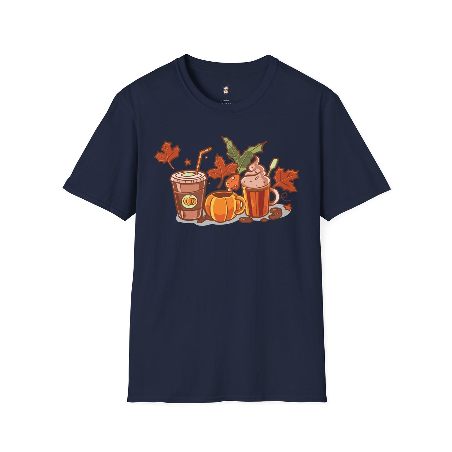 Fall Coffee Shirt, Cute Fall T-Shirt, Coffee Lover tee, Halloween Pumpkin Latte, Pumpkin Spice Shirt, Unisex Softstyle T-Shirt