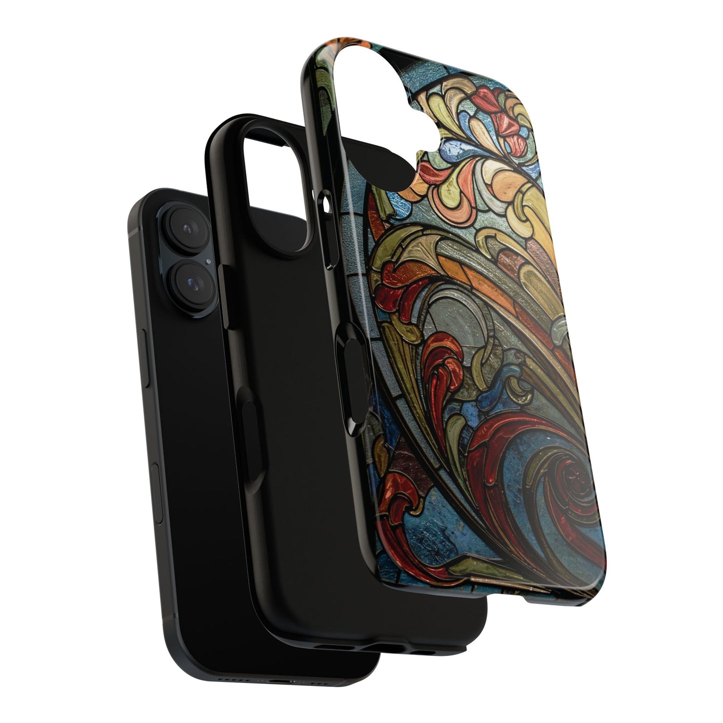 Faux Stained Glass iPhone Case, Art Nouveau Tough Case, Vintage Art Lover Gift, Durable Protector, Artistic Phone Cover, Art Deco Phone Case