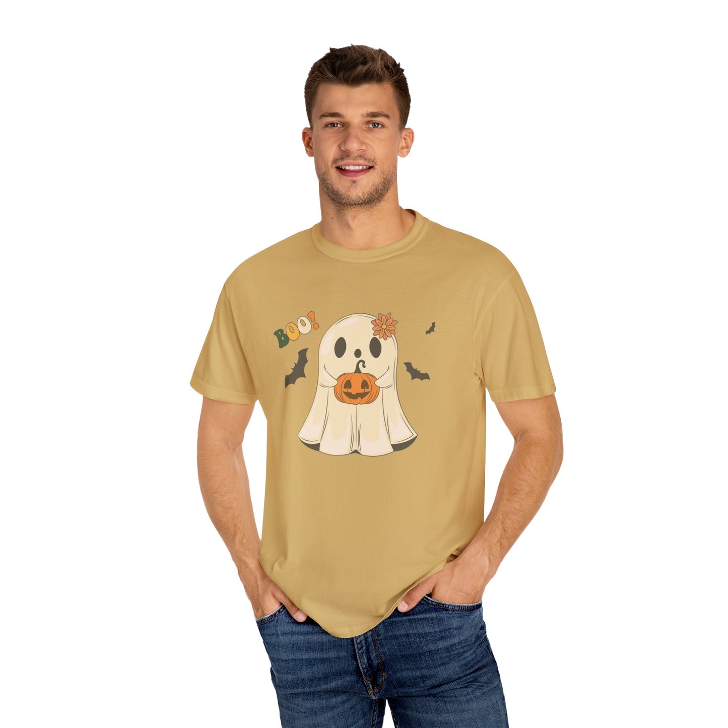 Cute Retro Halloween Ghost t-shirt, Boo Shirt, Spooky Ghost tee, Spooky Vibes, Unisex Garment-Dyed T-shirt