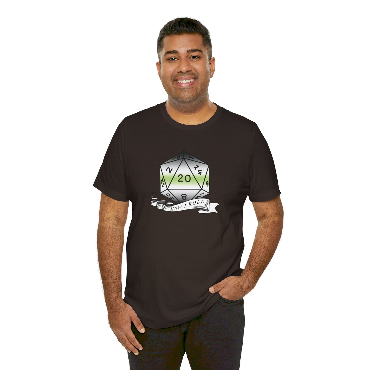 This Is How I Roll | Pride Flag D20 T-Shirt | Unisex T-Shirt | Nerdy Agender Pride