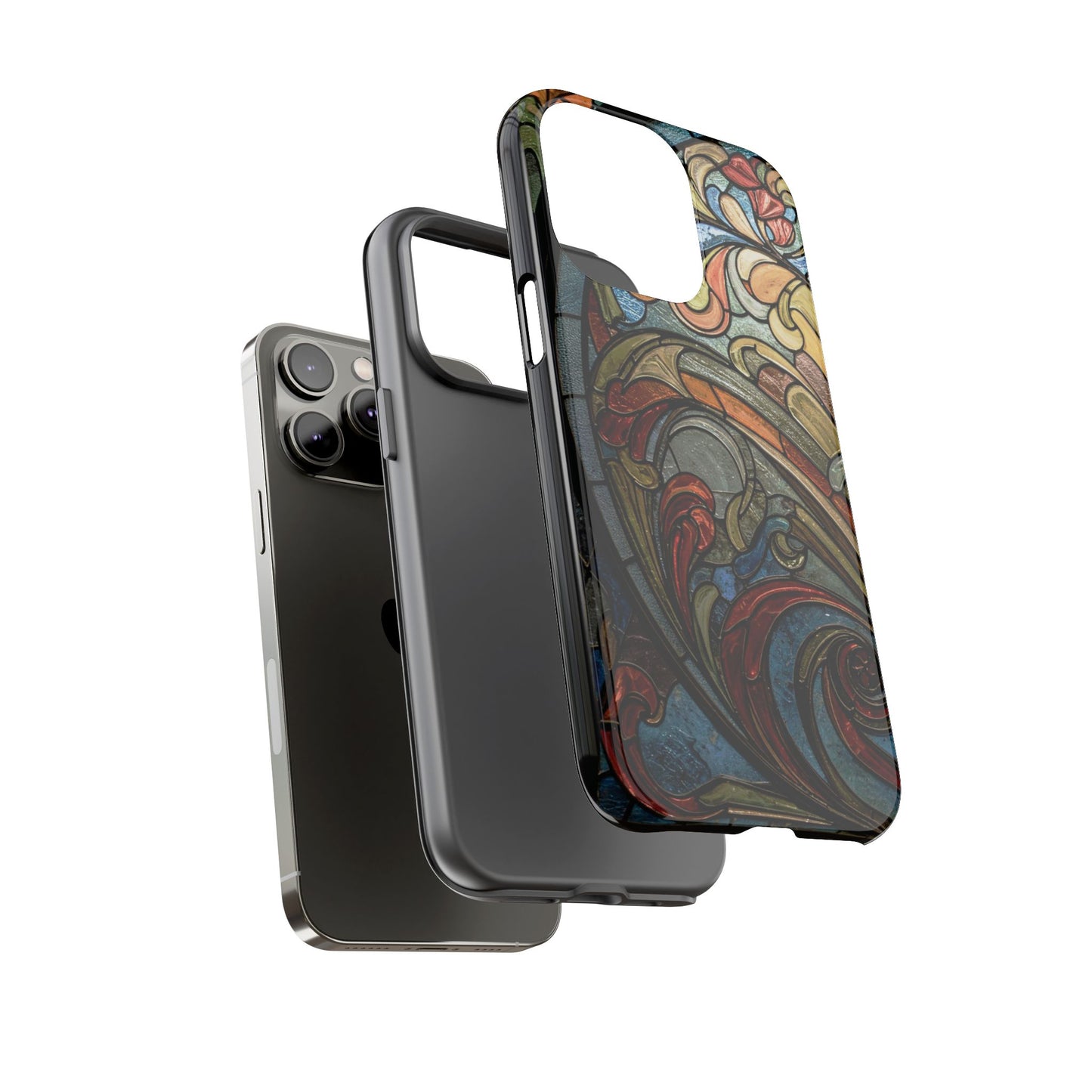 Faux Stained Glass iPhone Case, Art Nouveau Tough Case, Vintage Art Lover Gift, Durable Protector, Artistic Phone Cover, Art Deco Phone Case