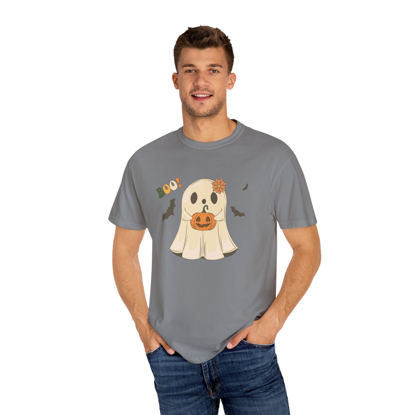 Cute Retro Halloween Ghost t-shirt, Boo Shirt, Spooky Ghost tee, Spooky Vibes, Unisex Garment-Dyed T-shirt