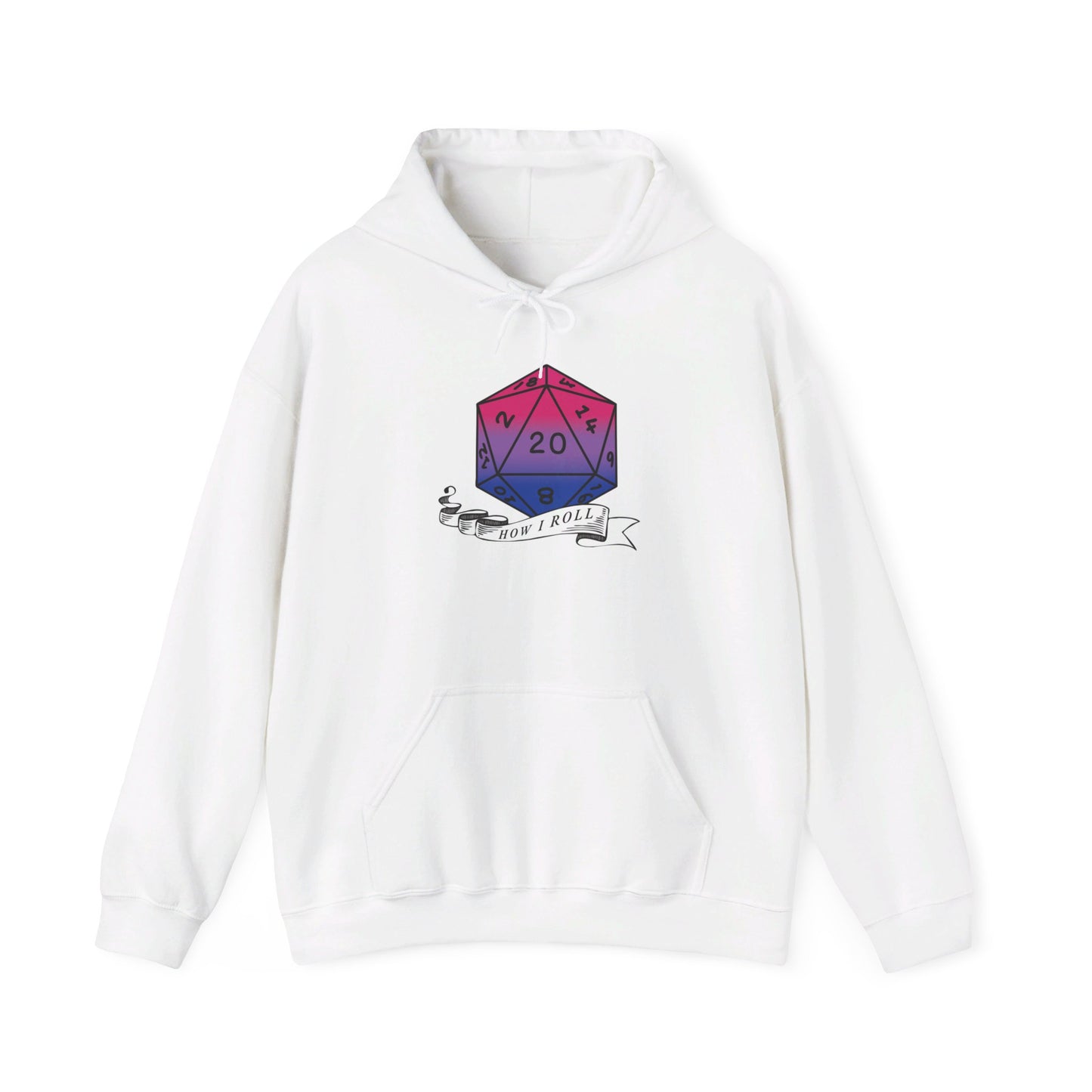 Nerdy Bisexual Pride | How I Roll | Pride Flag D20 Hoodie | Unisex Heavy Blend™ Hooded Sweatshirt