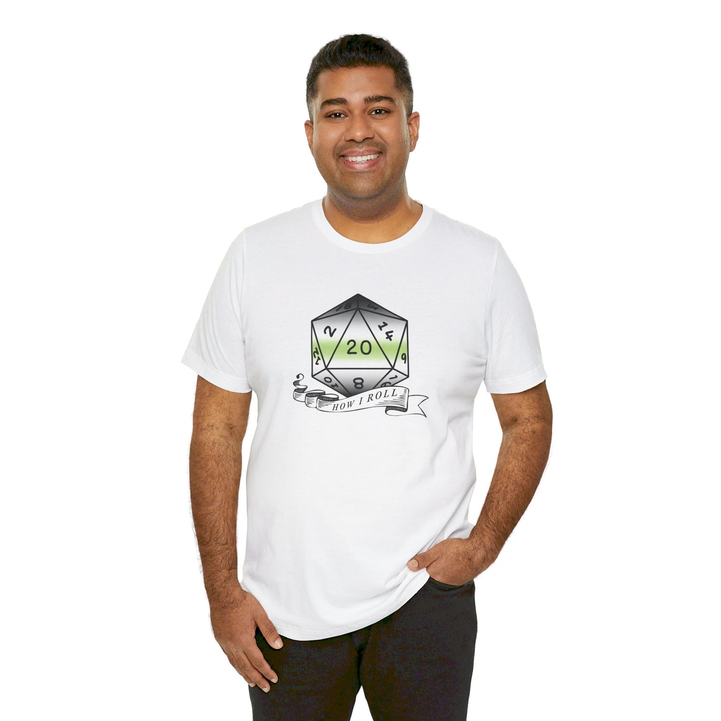 This Is How I Roll | Pride Flag D20 T-Shirt | Unisex T-Shirt | Nerdy Agender Pride