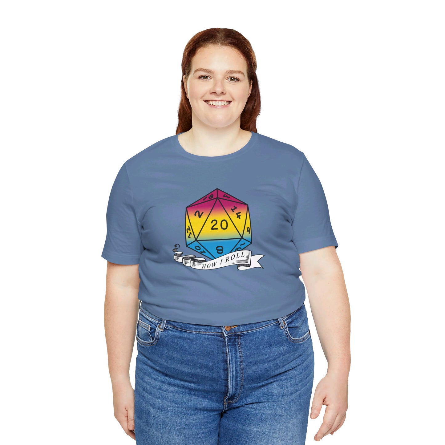 This Is How I Roll | Pride Flag D20 T-Shirt | Unisex T-Shirt | Nerdy Pansexual Pride