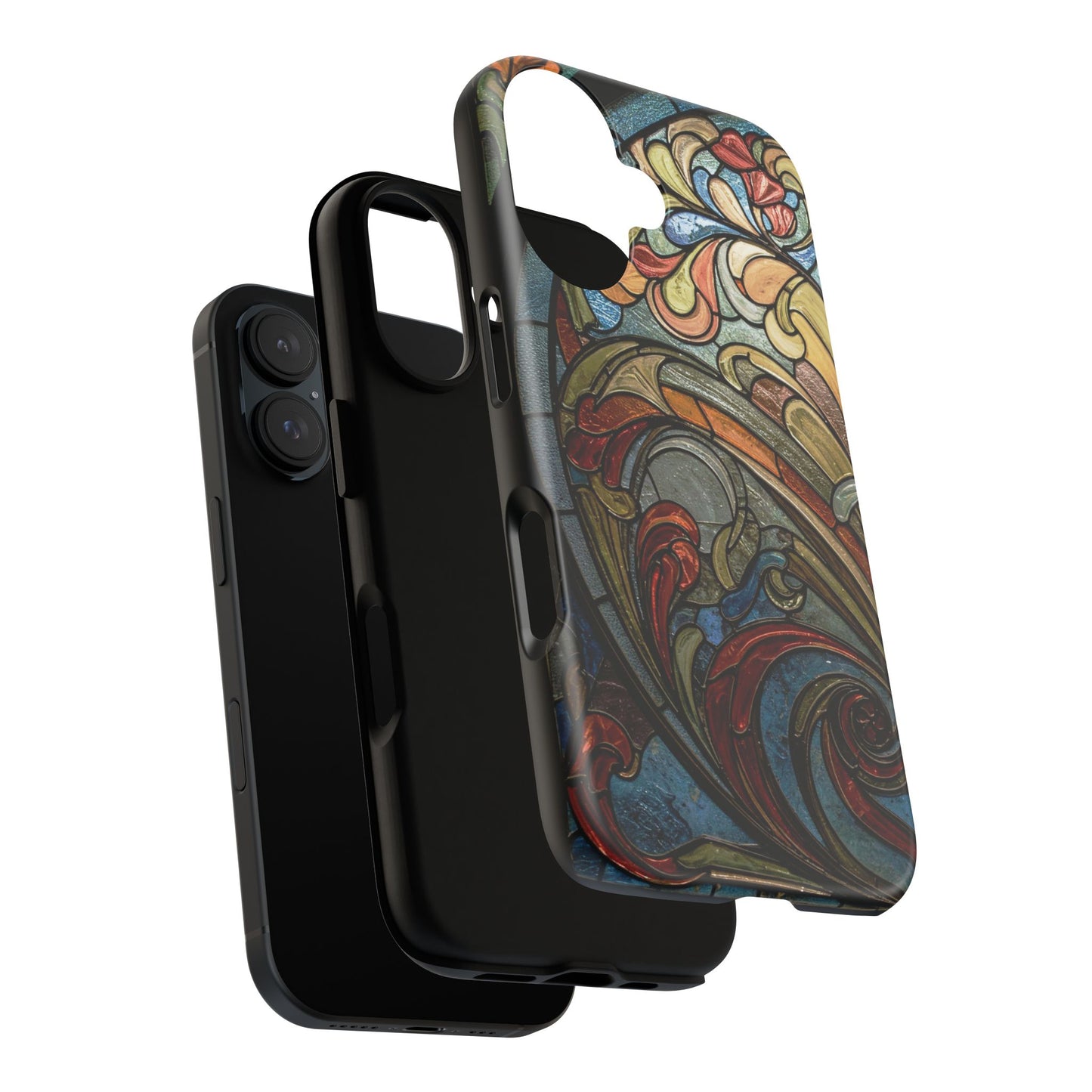 Faux Stained Glass iPhone Case, Art Nouveau Tough Case, Vintage Art Lover Gift, Durable Protector, Artistic Phone Cover, Art Deco Phone Case