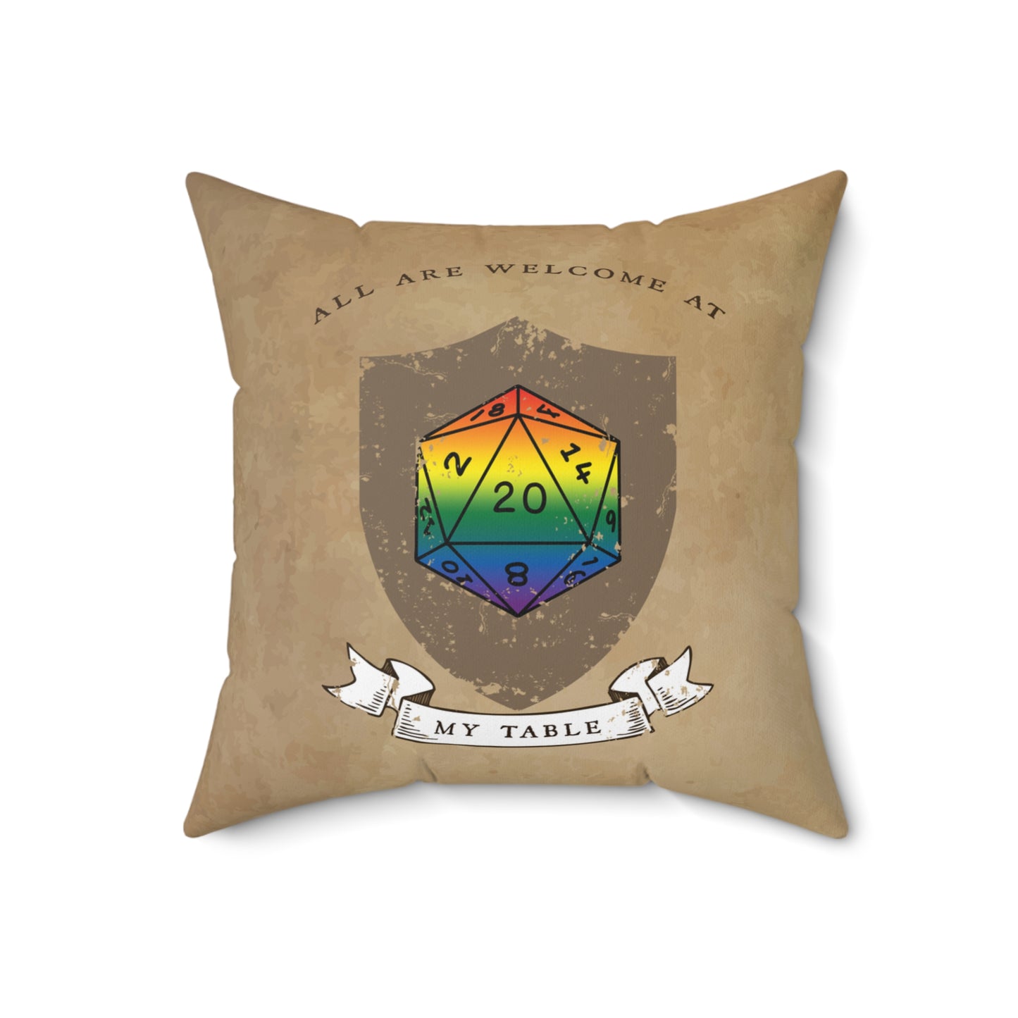 D20 Pride | All Are Welcome At My Table | Faux Suede Square Pillow