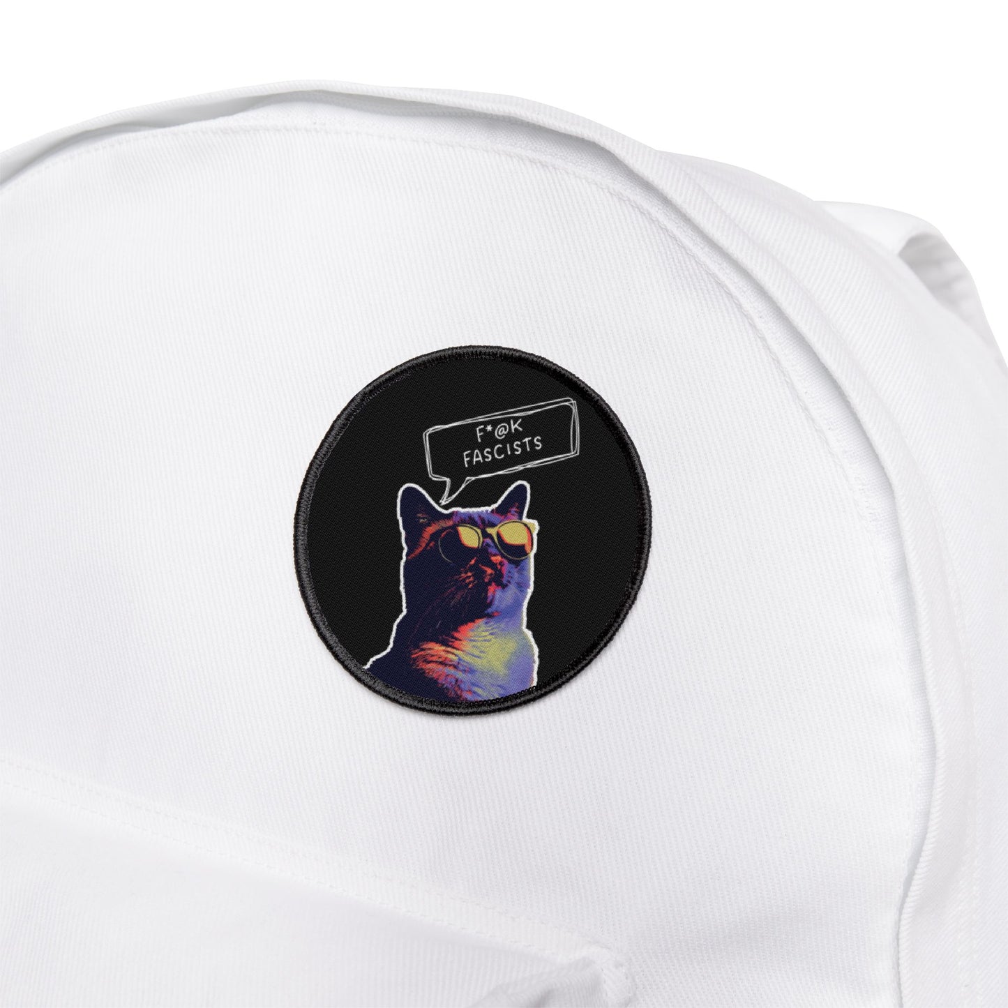 Y2K Retro Cat Anti-Trump Iron-On Patch, Backpack Protest Badge, Circle Facist Embroidered Patch, DIY Jacket Applique, Political Patch for