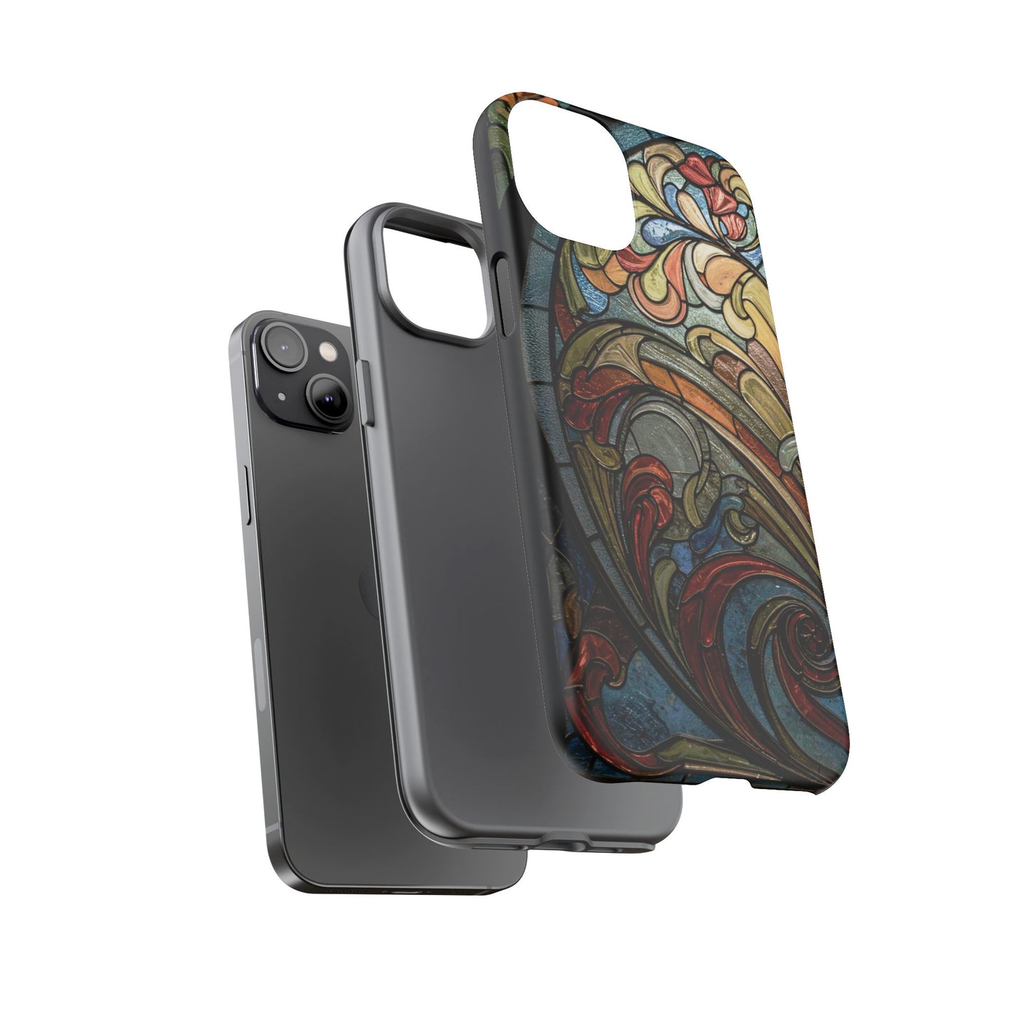 Faux Stained Glass iPhone Case, Art Nouveau Tough Case, Vintage Art Lover Gift, Durable Protector, Artistic Phone Cover, Art Deco Phone Case