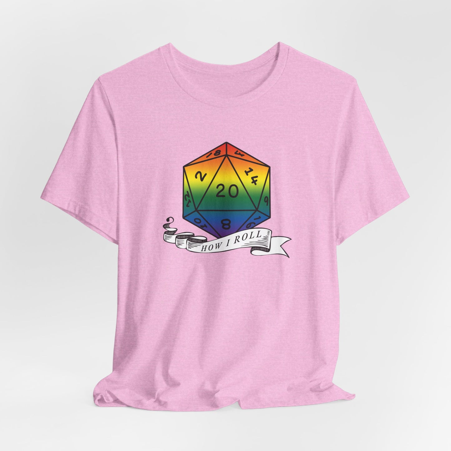 Rainbow Pride D20 "How I Roll" Unisex Jersey Short Sleeve Tee