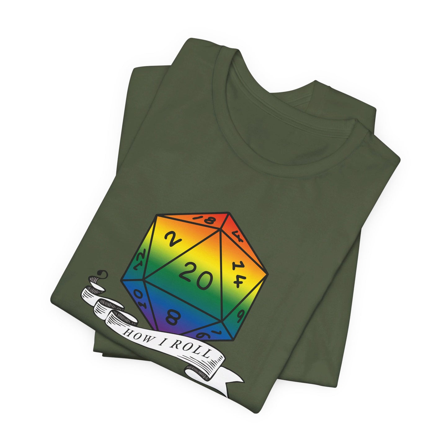 Rainbow Pride D20 "How I Roll" Unisex Jersey Short Sleeve Tee