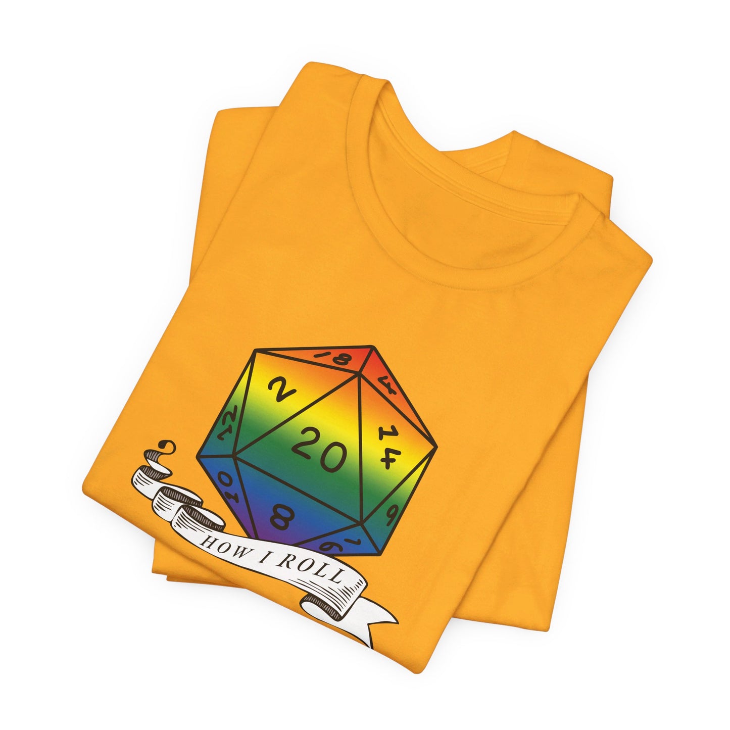 Rainbow Pride D20 "How I Roll" Unisex Jersey Short Sleeve Tee