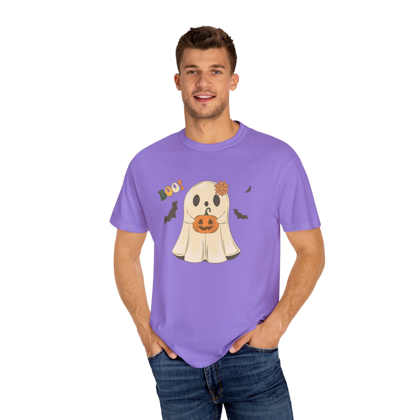 Cute Retro Halloween Ghost t-shirt, Boo Shirt, Spooky Ghost tee, Spooky Vibes, Unisex Garment-Dyed T-shirt