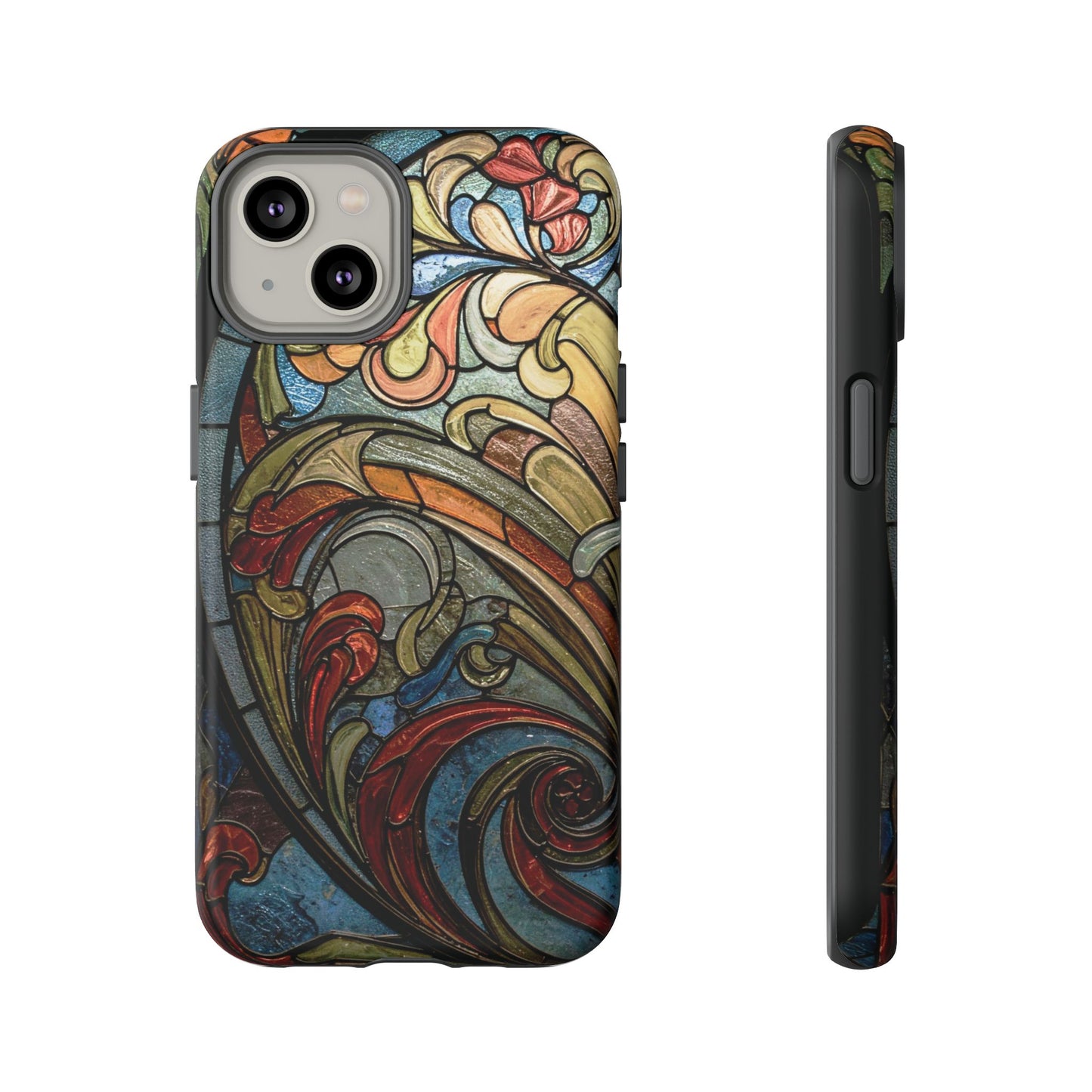 Faux Stained Glass iPhone Case, Art Nouveau Tough Case, Vintage Art Lover Gift, Durable Protector, Artistic Phone Cover, Art Deco Phone Case