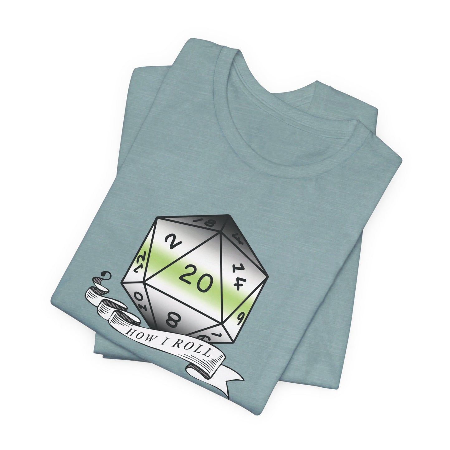 This Is How I Roll | Pride Flag D20 T-Shirt | Unisex T-Shirt | Nerdy Agender Pride