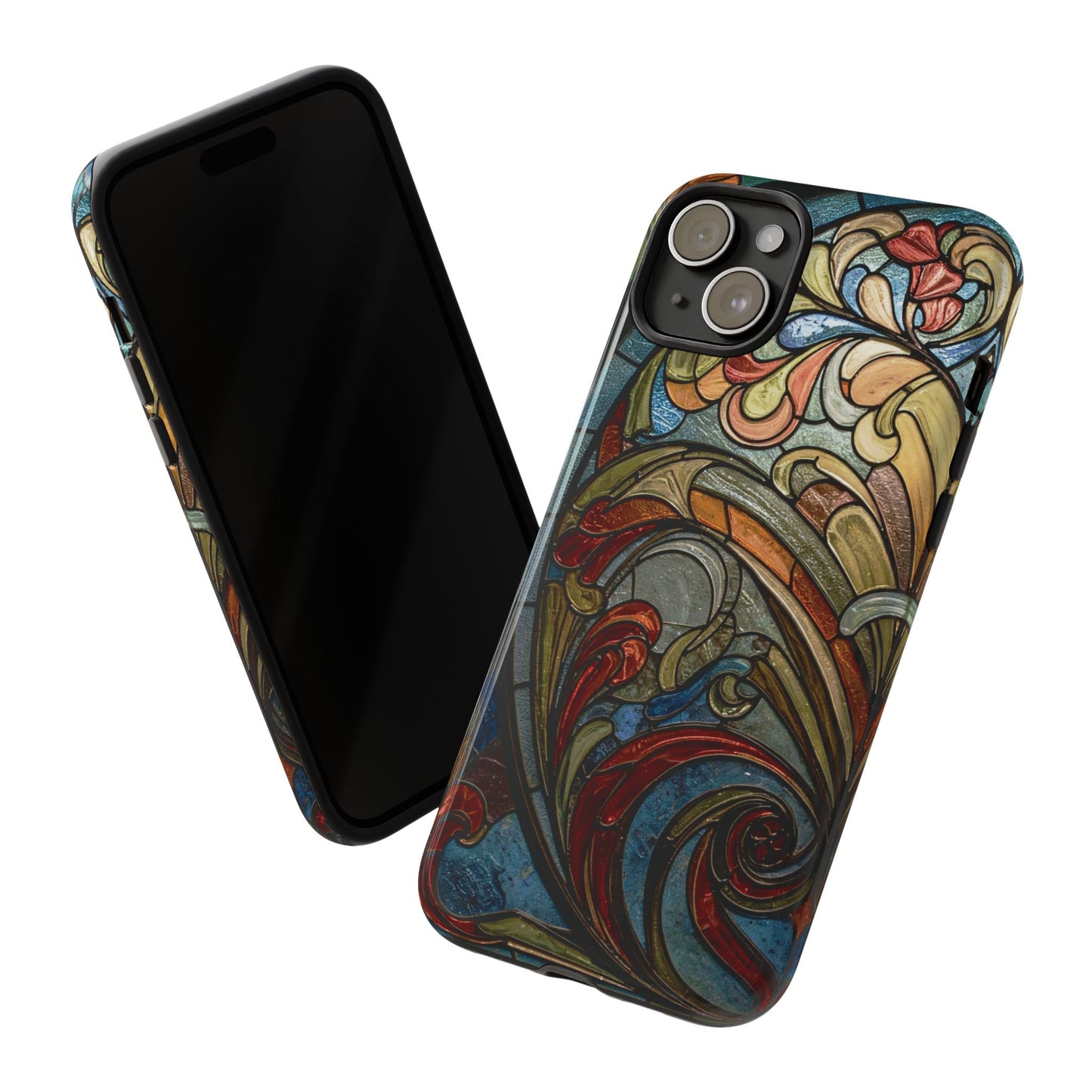 Faux Stained Glass iPhone Case, Art Nouveau Tough Case, Vintage Art Lover Gift, Durable Protector, Artistic Phone Cover, Art Deco Phone Case