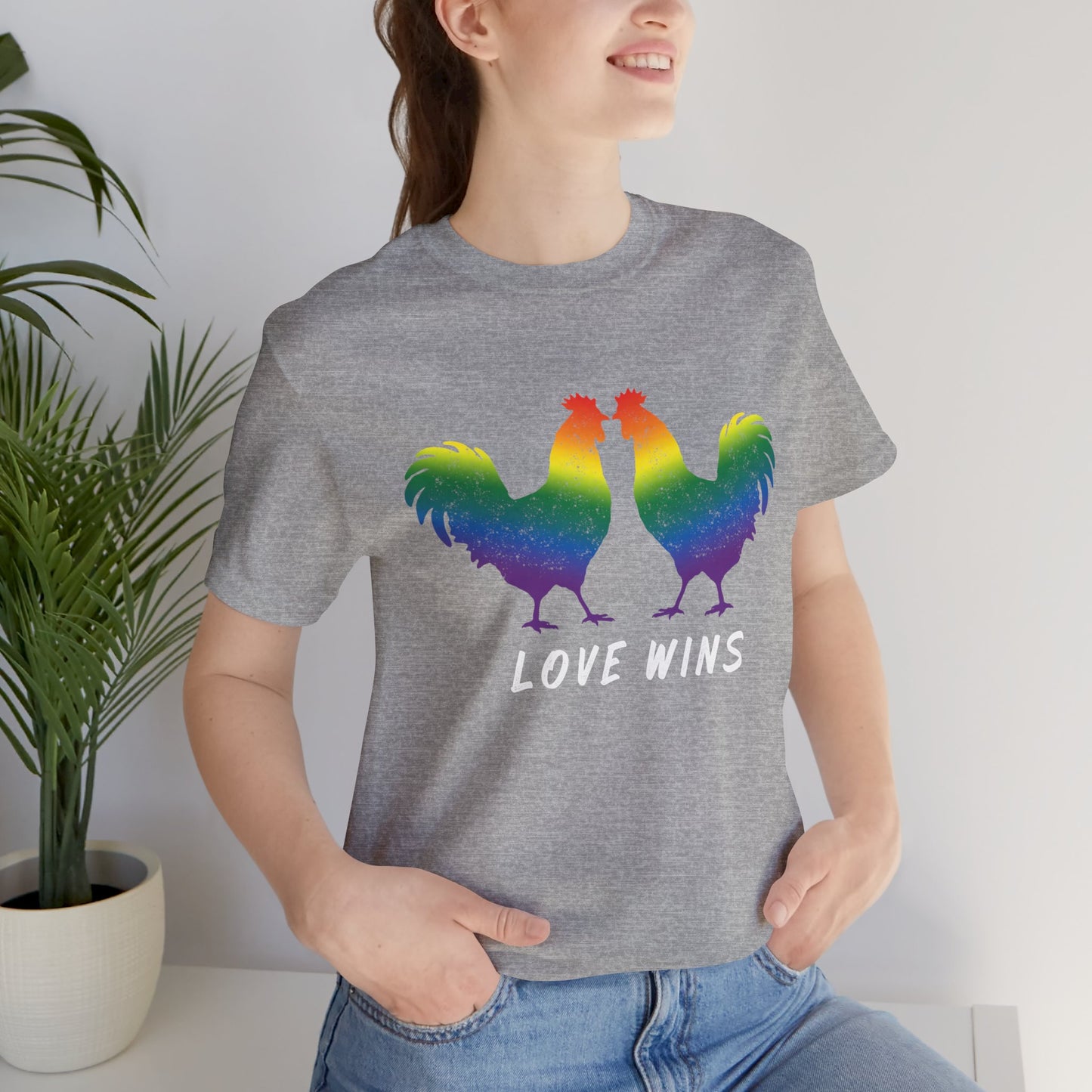 GAY Chicken | Pride Roosters| Pide Flag Unisex Jersey Short Sleeve Tee