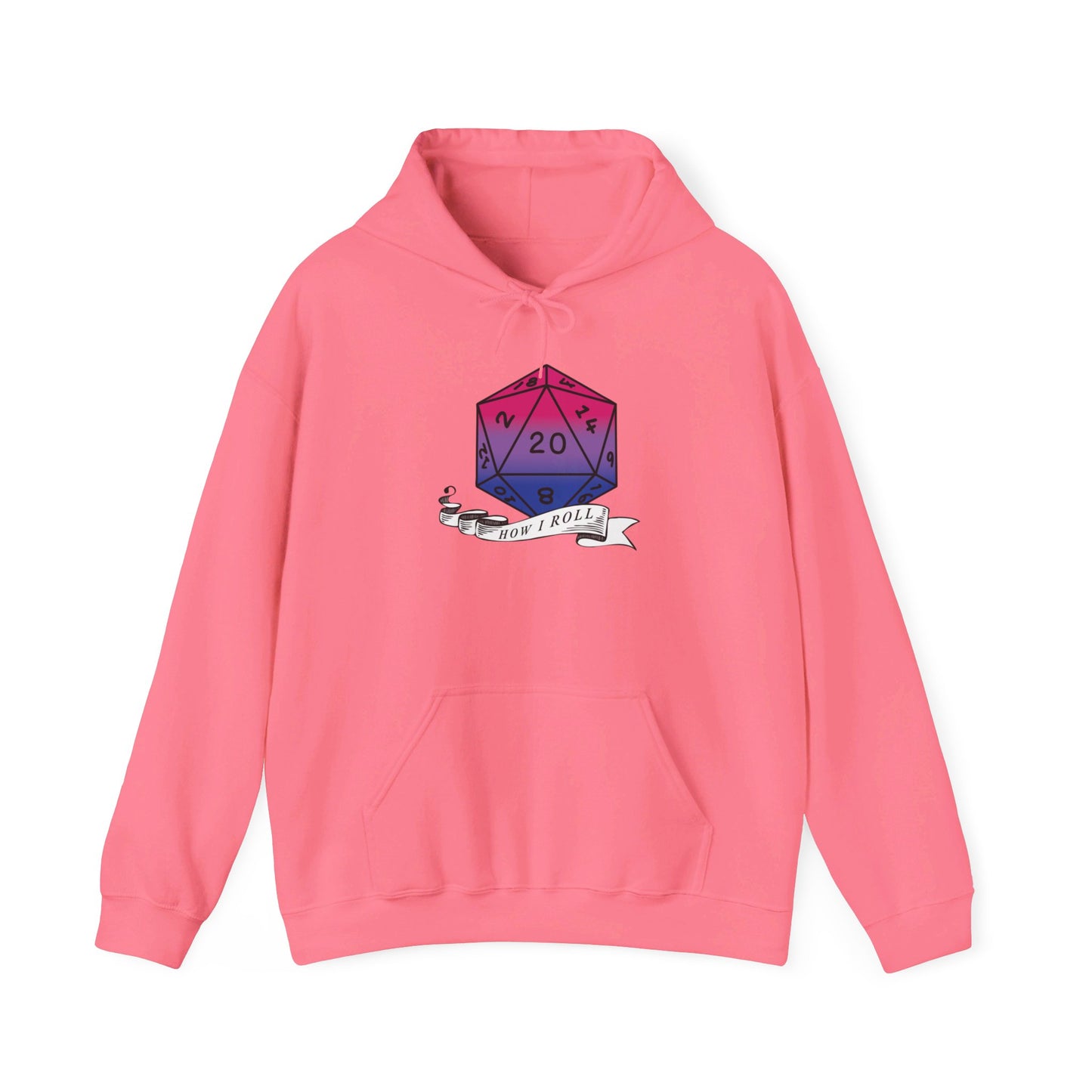 Nerdy Bisexual Pride | How I Roll | Pride Flag D20 Hoodie | Unisex Heavy Blend™ Hooded Sweatshirt