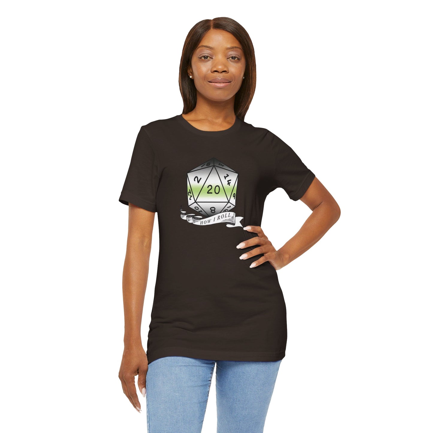 This Is How I Roll | Pride Flag D20 T-Shirt | Unisex T-Shirt | Nerdy Agender Pride