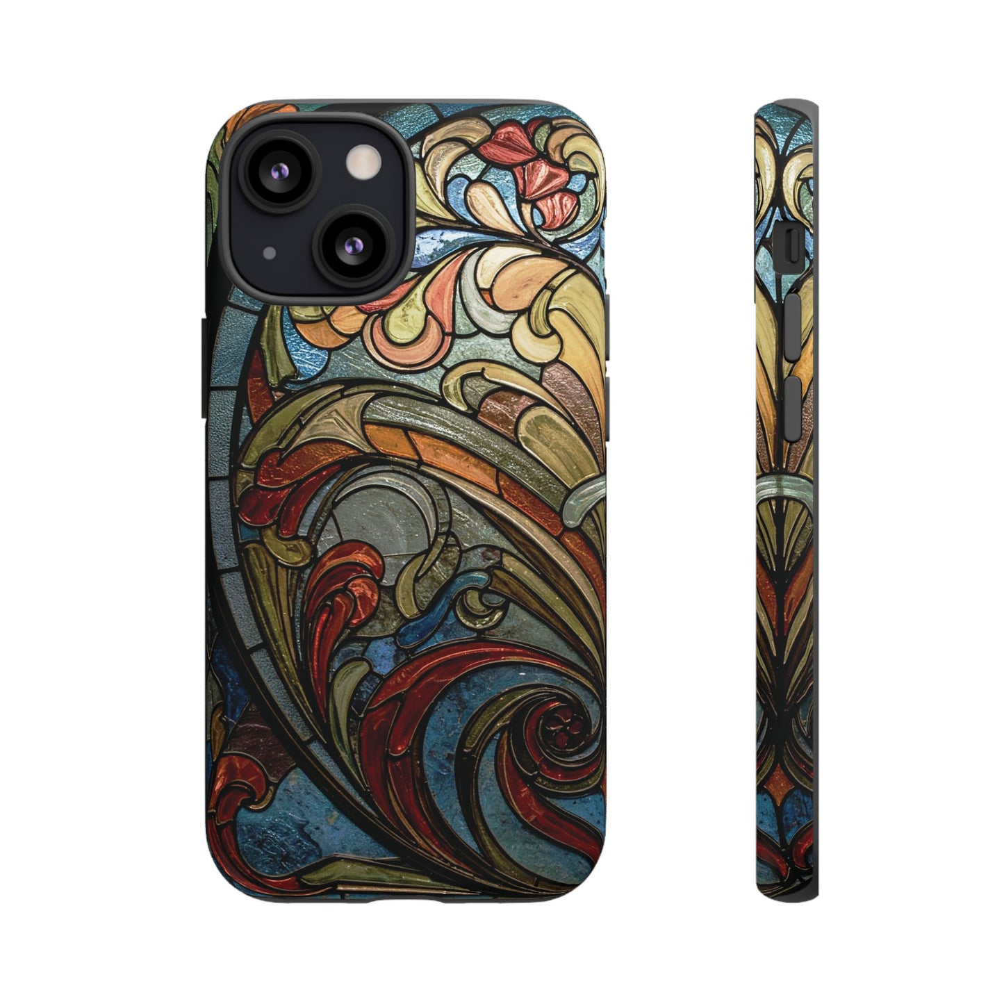 Faux Stained Glass iPhone Case, Art Nouveau Tough Case, Vintage Art Lover Gift, Durable Protector, Artistic Phone Cover, Art Deco Phone Case