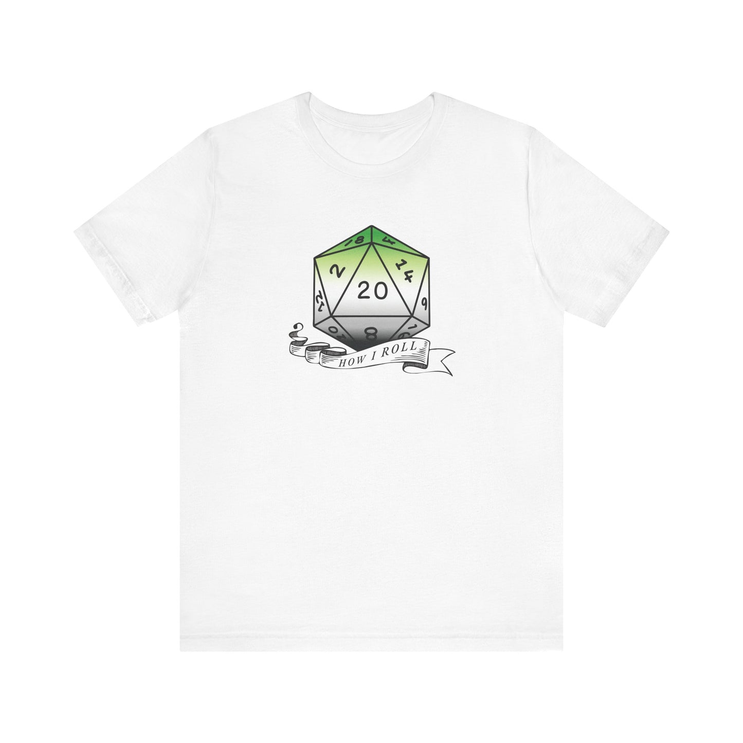 This Is How I Roll | Pride Flag D20 T-Shirt | Unisex T-Shirt | Nerdy Aromantic Pride