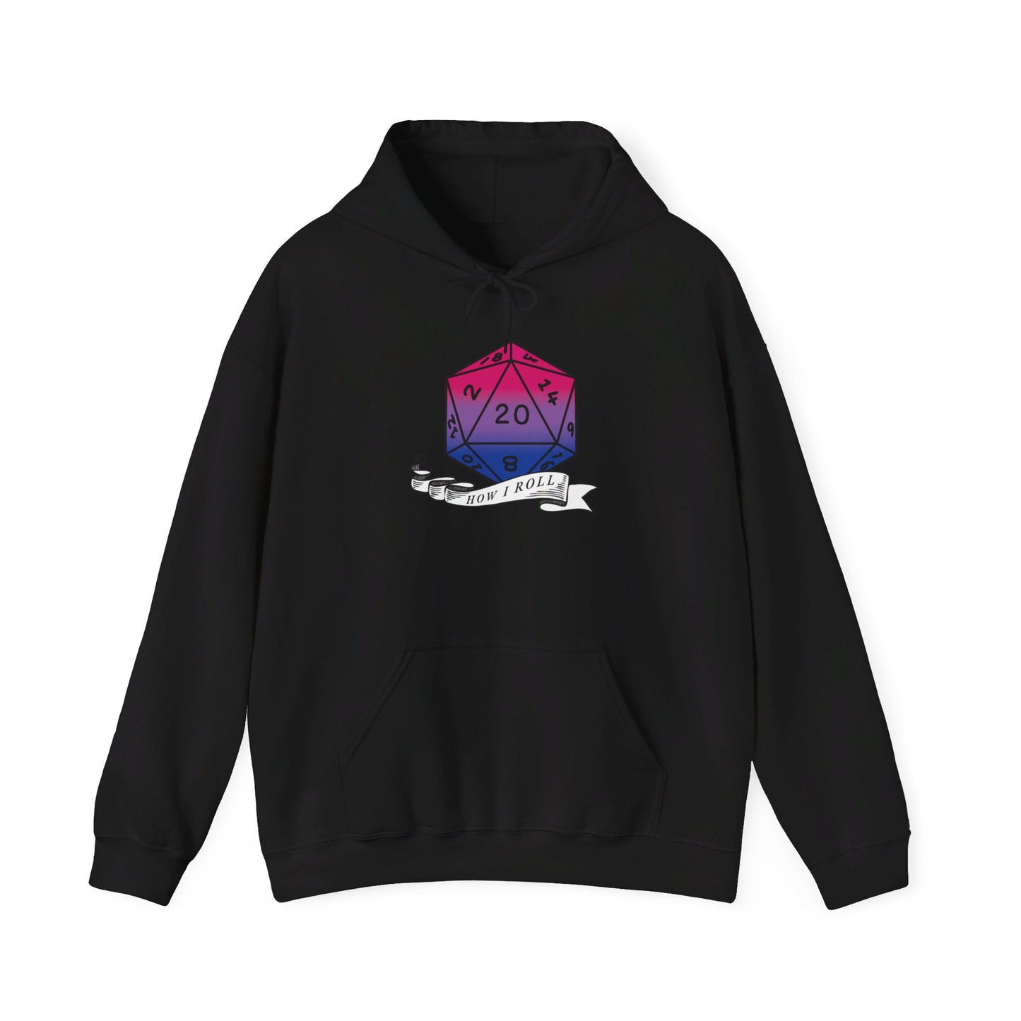 Nerdy Bisexual Pride | How I Roll | Pride Flag D20 Hoodie | Unisex Heavy Blend™ Hooded Sweatshirt
