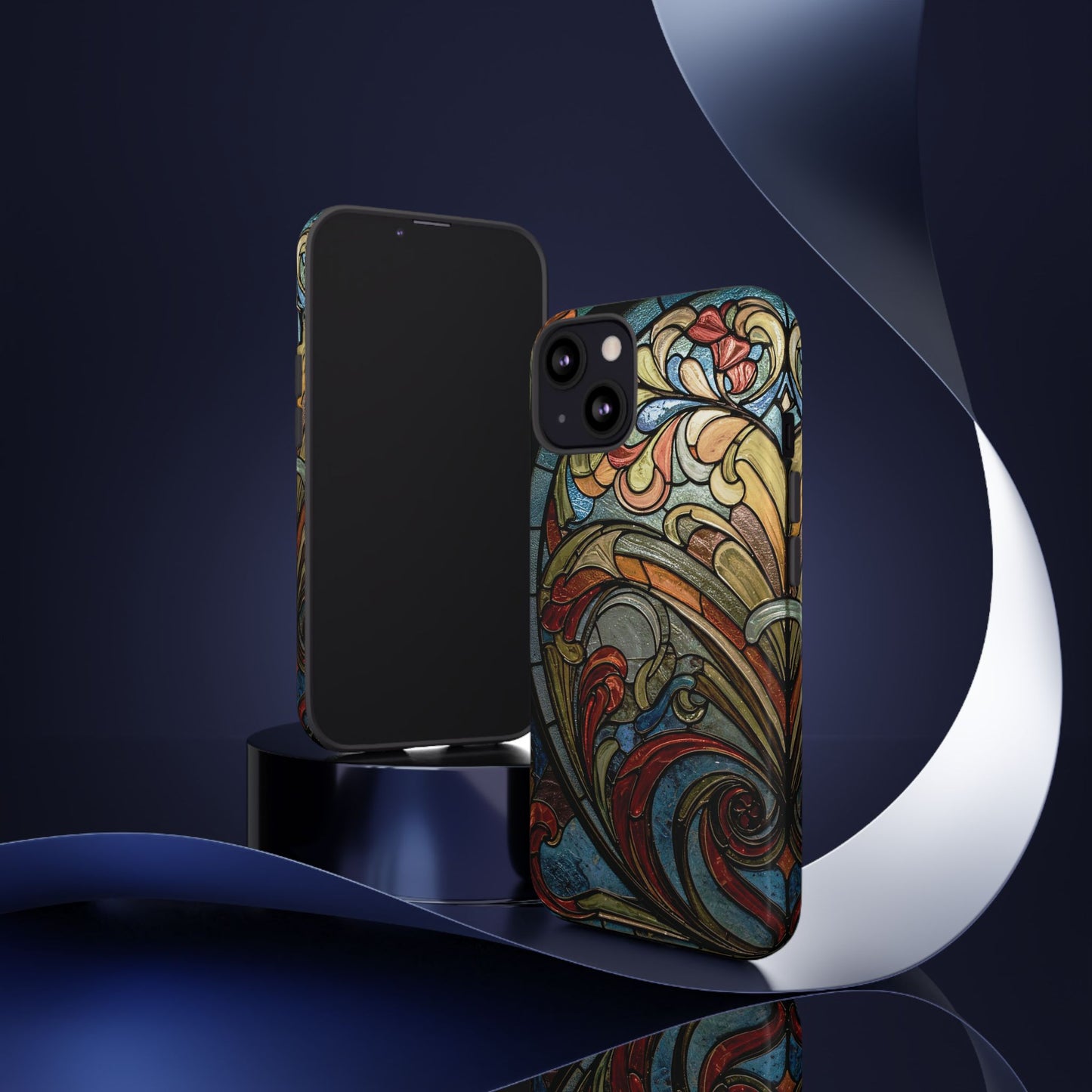 Faux Stained Glass iPhone Case, Art Nouveau Tough Case, Vintage Art Lover Gift, Durable Protector, Artistic Phone Cover, Art Deco Phone Case