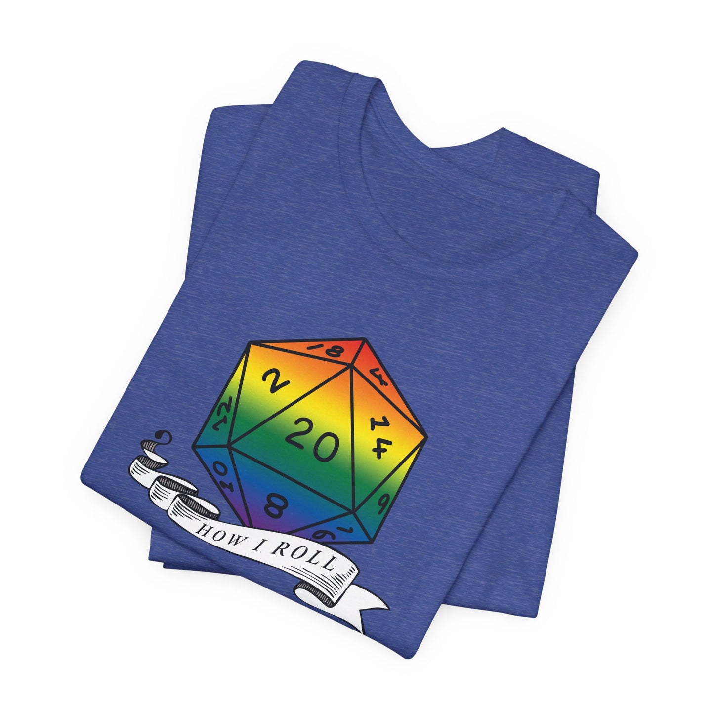 Rainbow Pride D20 "How I Roll" Unisex Jersey Short Sleeve Tee