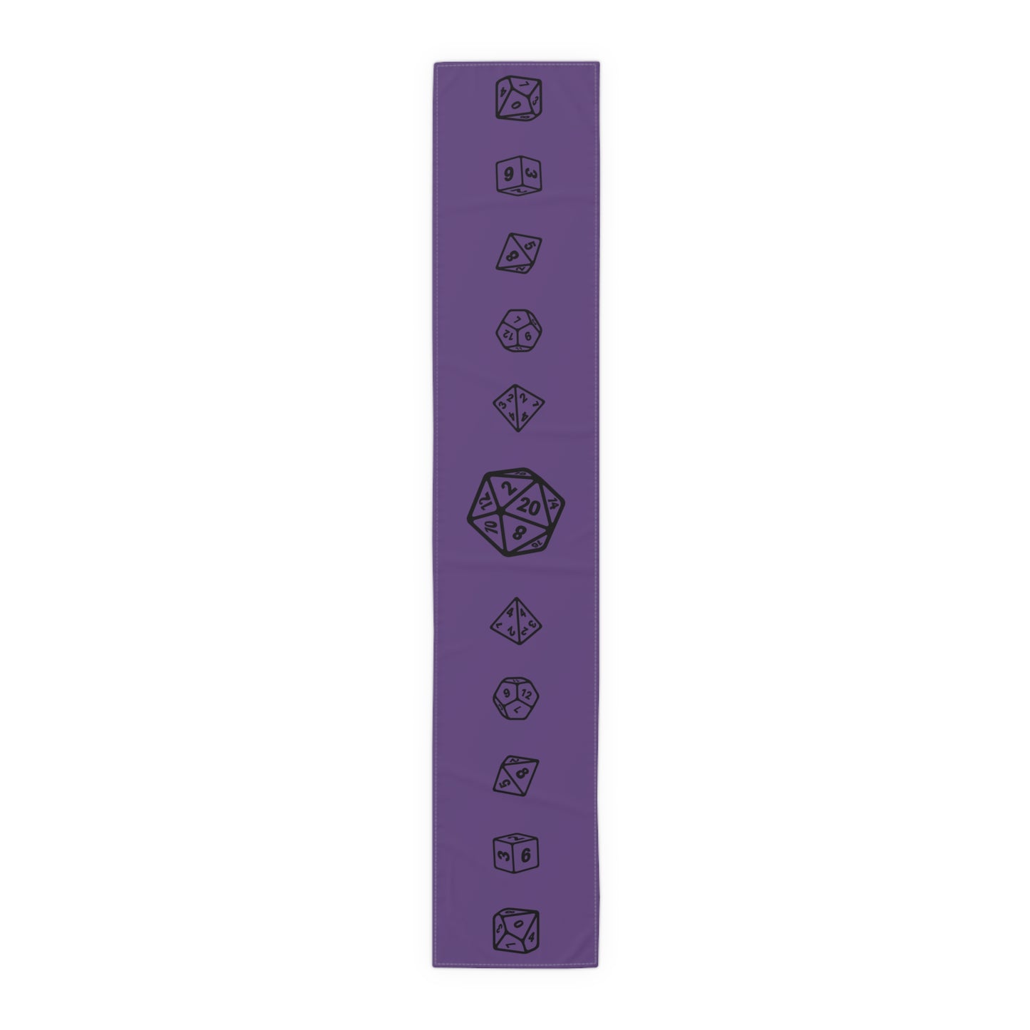 D20 TTRPG Dice, Purple and Black Table Runner, Game Night, DnD Wedding Table, Gaming Table, (Cotton, Poly)