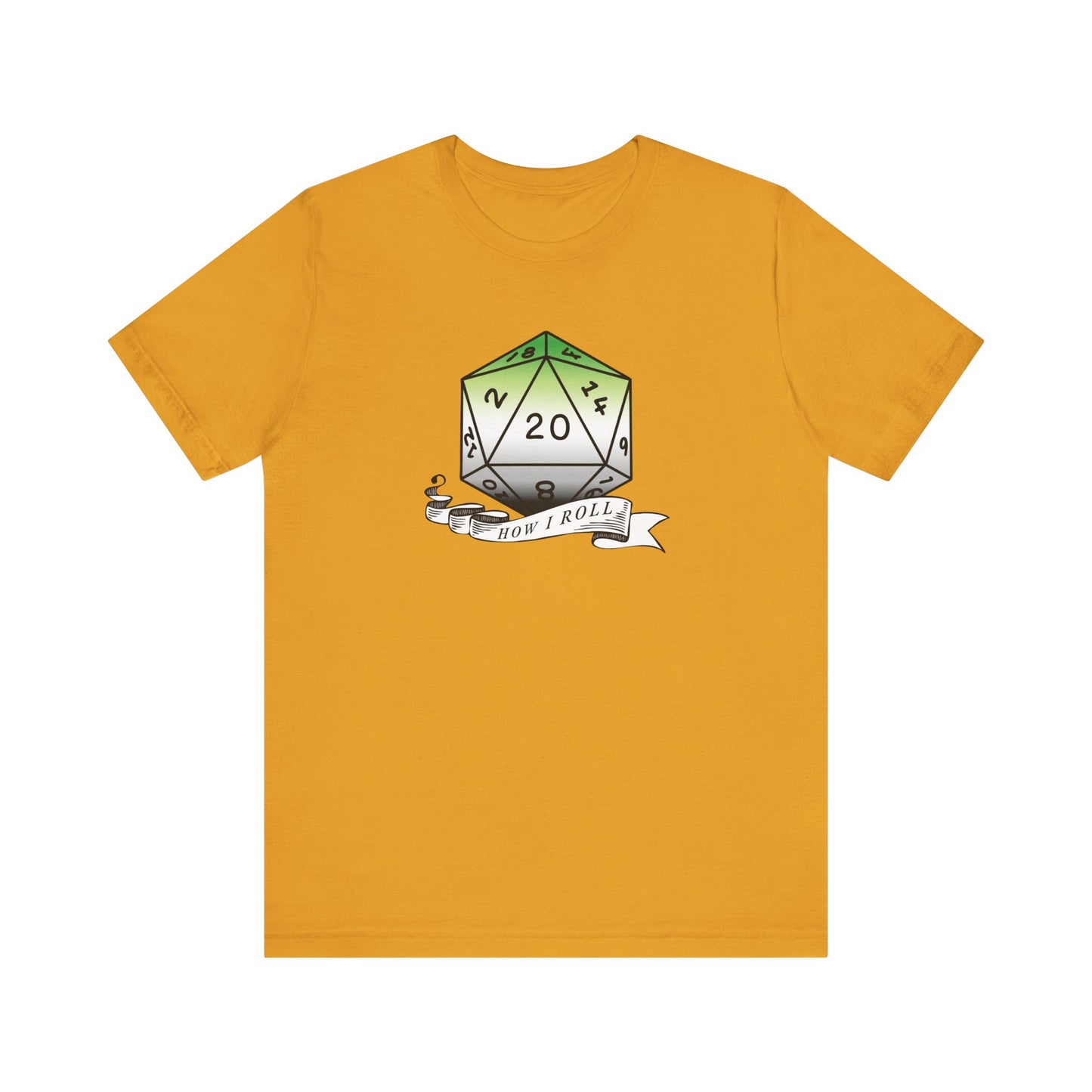 This Is How I Roll | Pride Flag D20 T-Shirt | Unisex T-Shirt | Nerdy Aromantic Pride