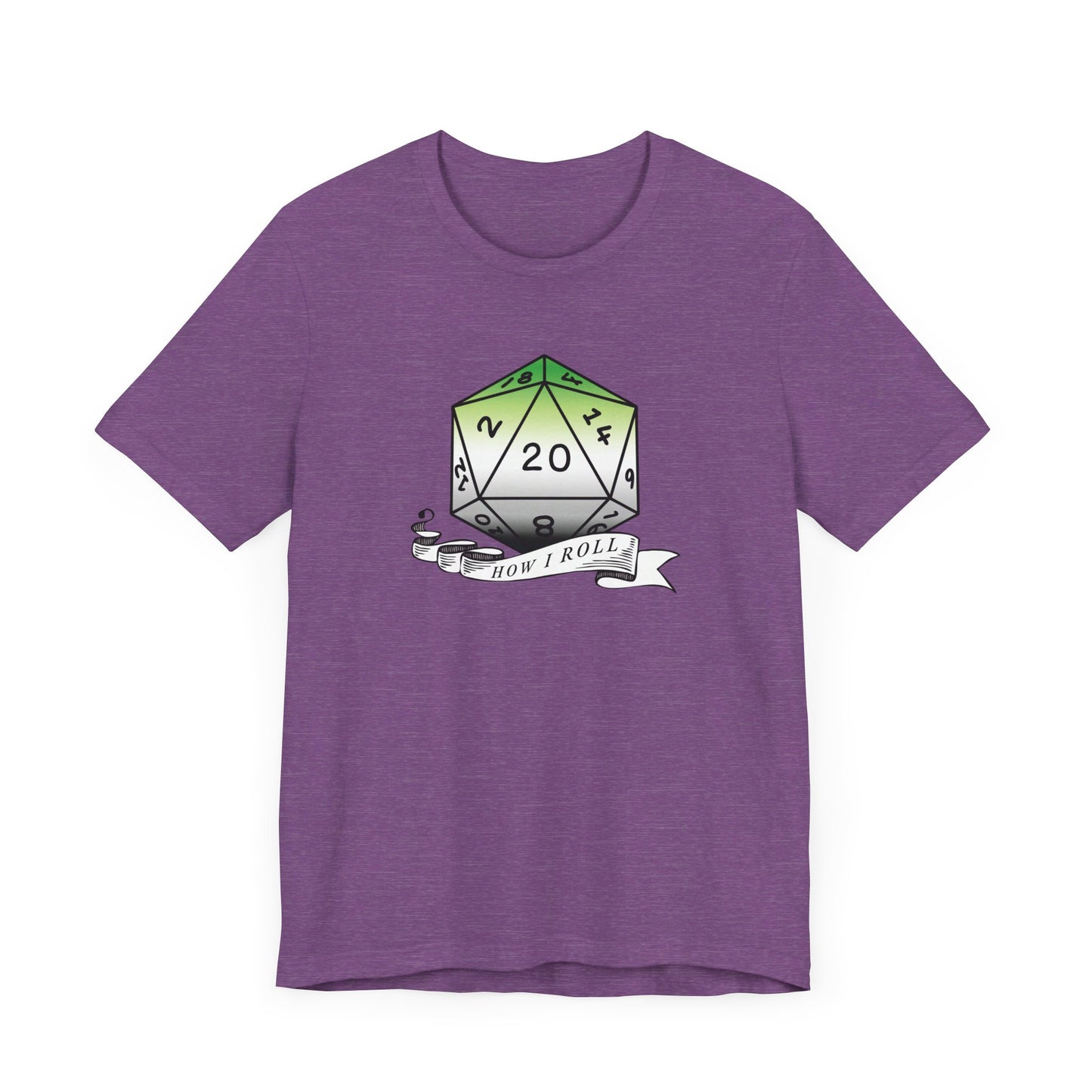 This Is How I Roll | Pride Flag D20 T-Shirt | Unisex T-Shirt | Nerdy Aromantic Pride