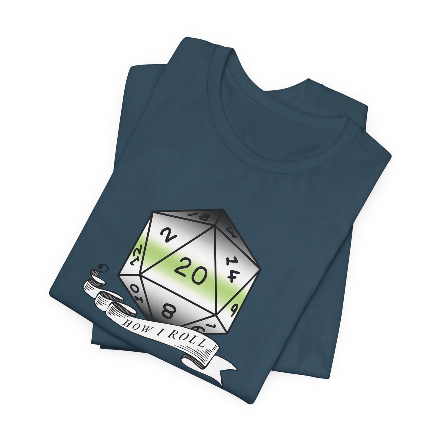 This Is How I Roll | Pride Flag D20 T-Shirt | Unisex T-Shirt | Nerdy Agender Pride