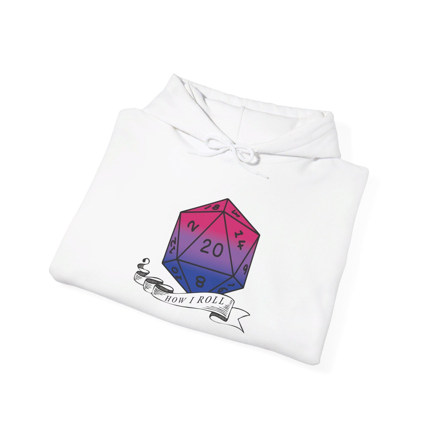 Nerdy Bisexual Pride | How I Roll | Pride Flag D20 Hoodie | Unisex Heavy Blend™ Hooded Sweatshirt