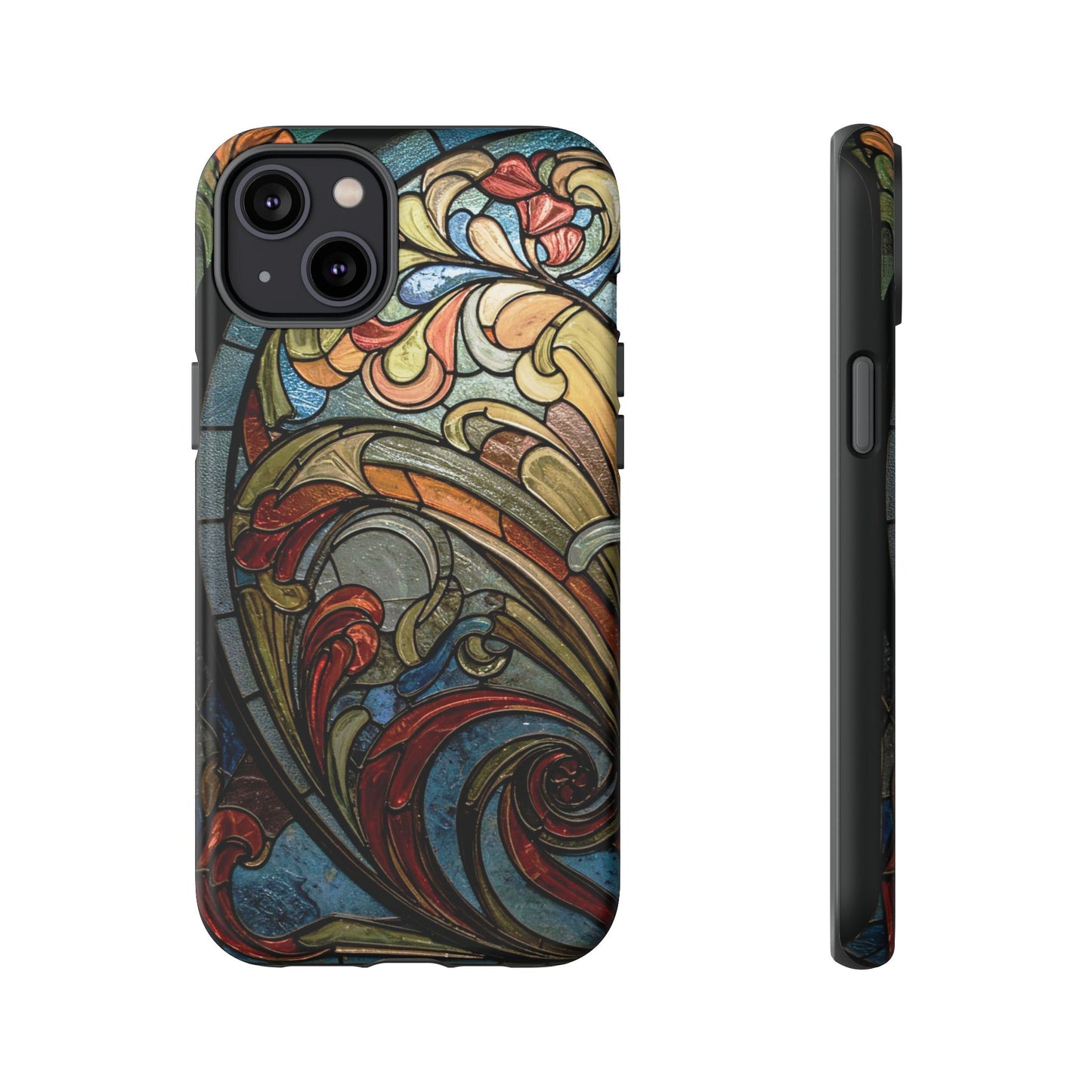 Faux Stained Glass iPhone Case, Art Nouveau Tough Case, Vintage Art Lover Gift, Durable Protector, Artistic Phone Cover, Art Deco Phone Case