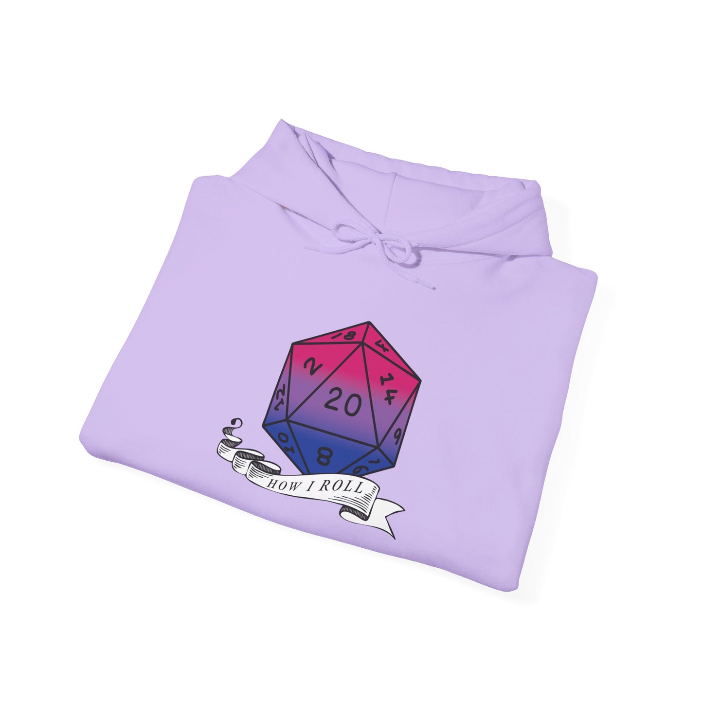 Nerdy Bisexual Pride | How I Roll | Pride Flag D20 Hoodie | Unisex Heavy Blend™ Hooded Sweatshirt