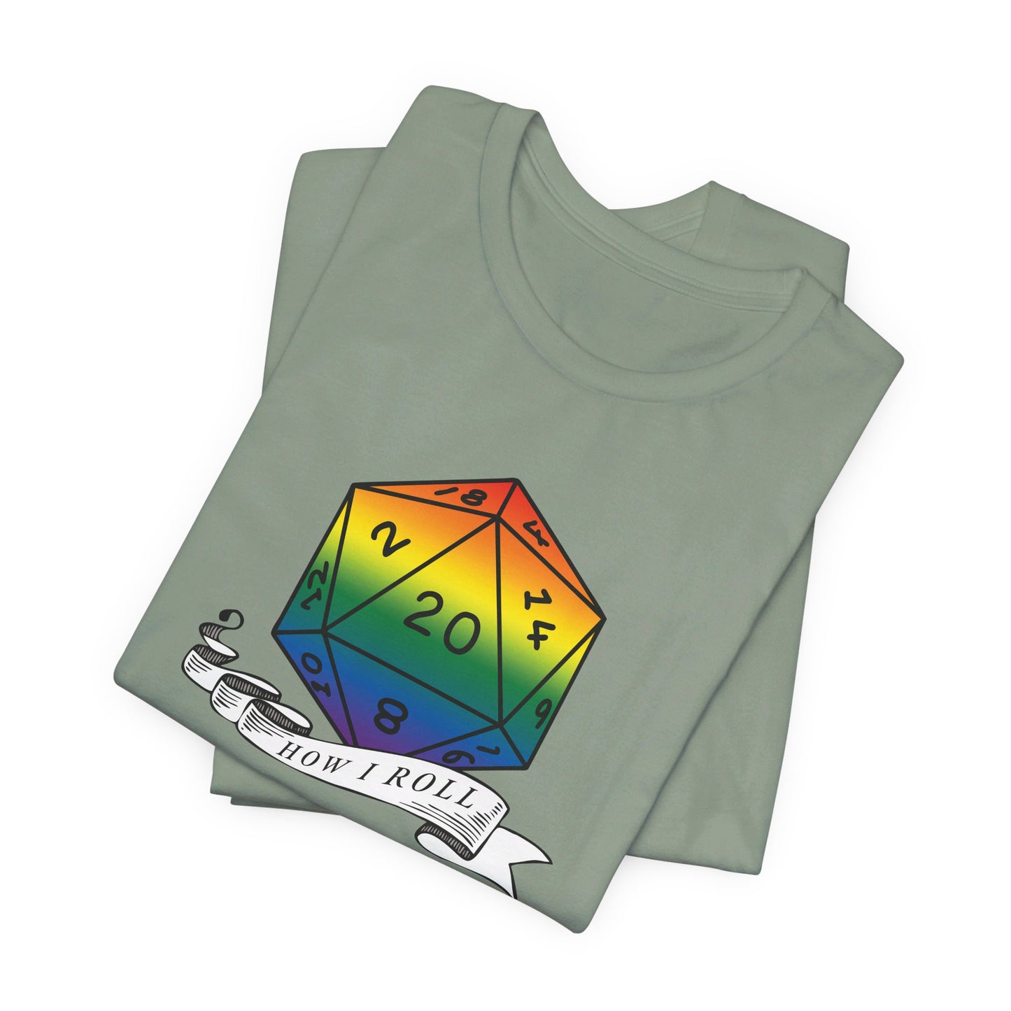 Rainbow Pride D20 "How I Roll" Unisex Jersey Short Sleeve Tee