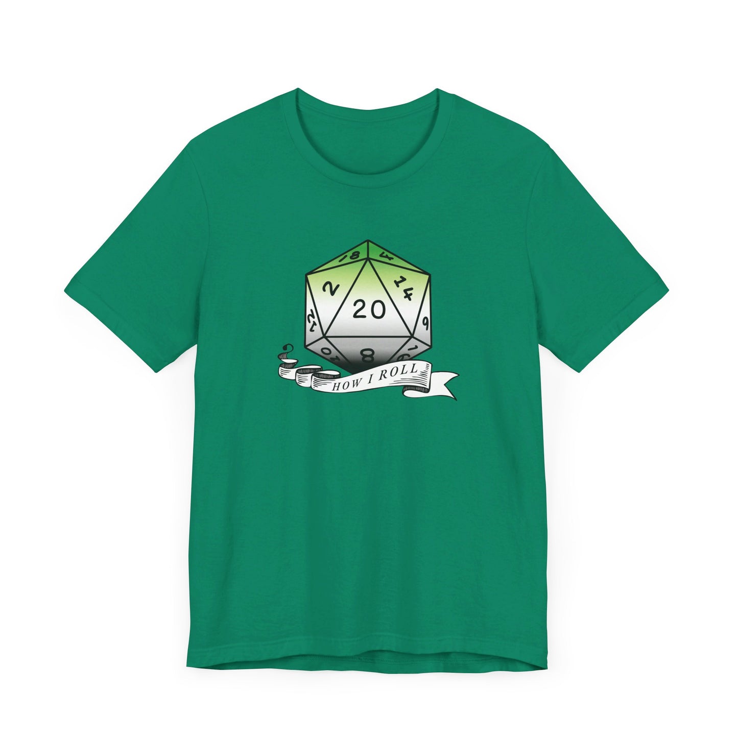 This Is How I Roll | Pride Flag D20 T-Shirt | Unisex T-Shirt | Nerdy Aromantic Pride