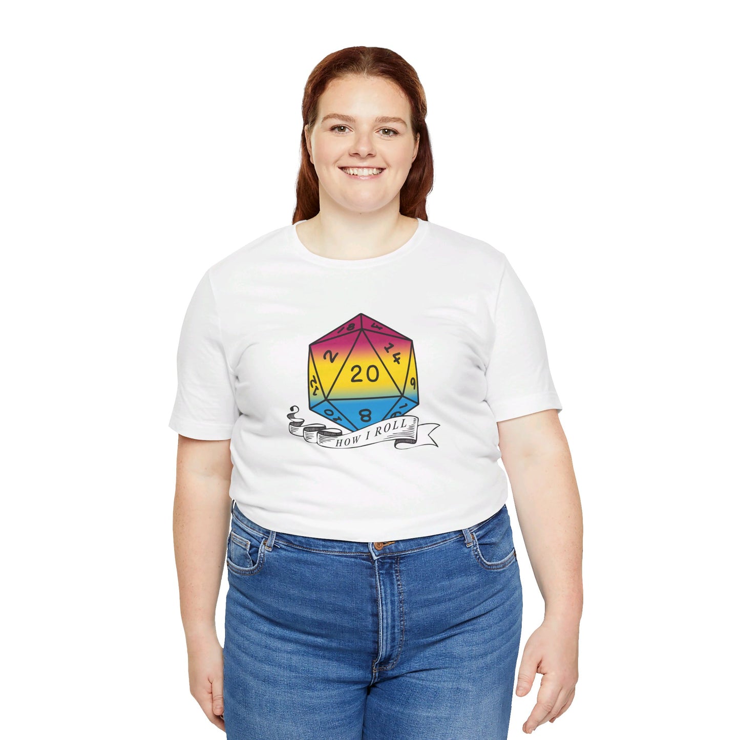 This Is How I Roll | Pride Flag D20 T-Shirt | Unisex T-Shirt | Nerdy Pansexual Pride